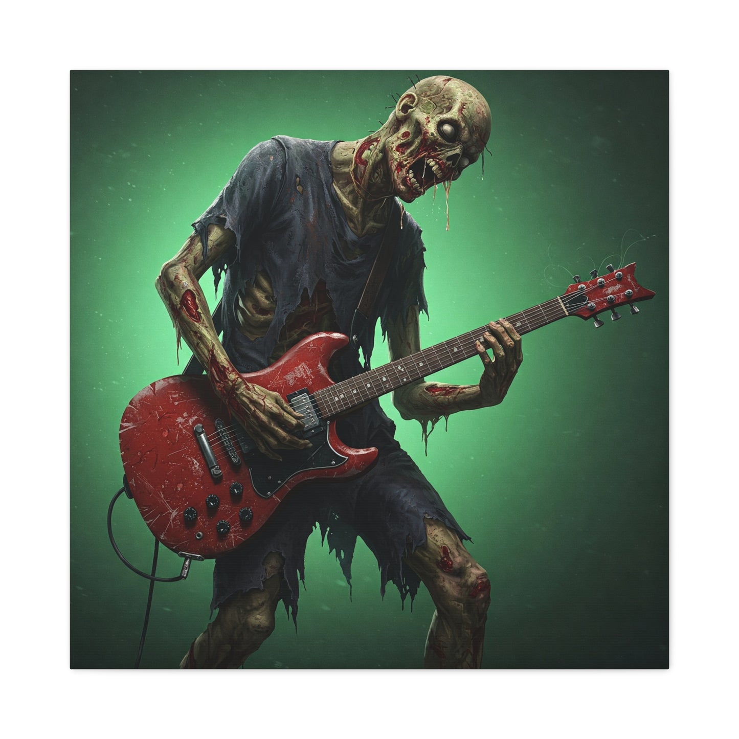 Zombie Rocker Canvas Wall Art - Edgy Decor for Music Lovers