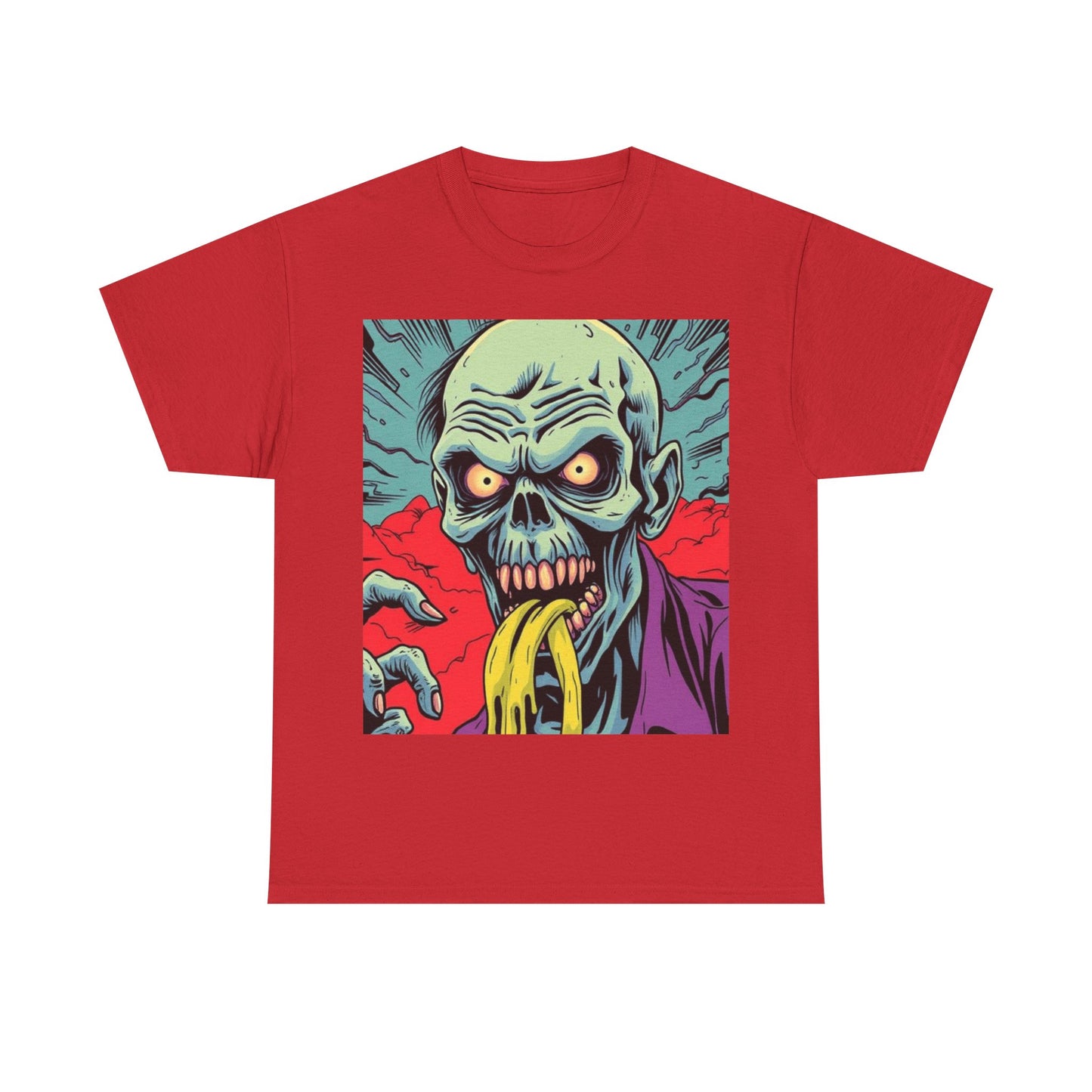 UK - Spooky Zombie Graphic Tee - Unisex Heavy Cotton T-Shirt for Halloween and Casual Wear