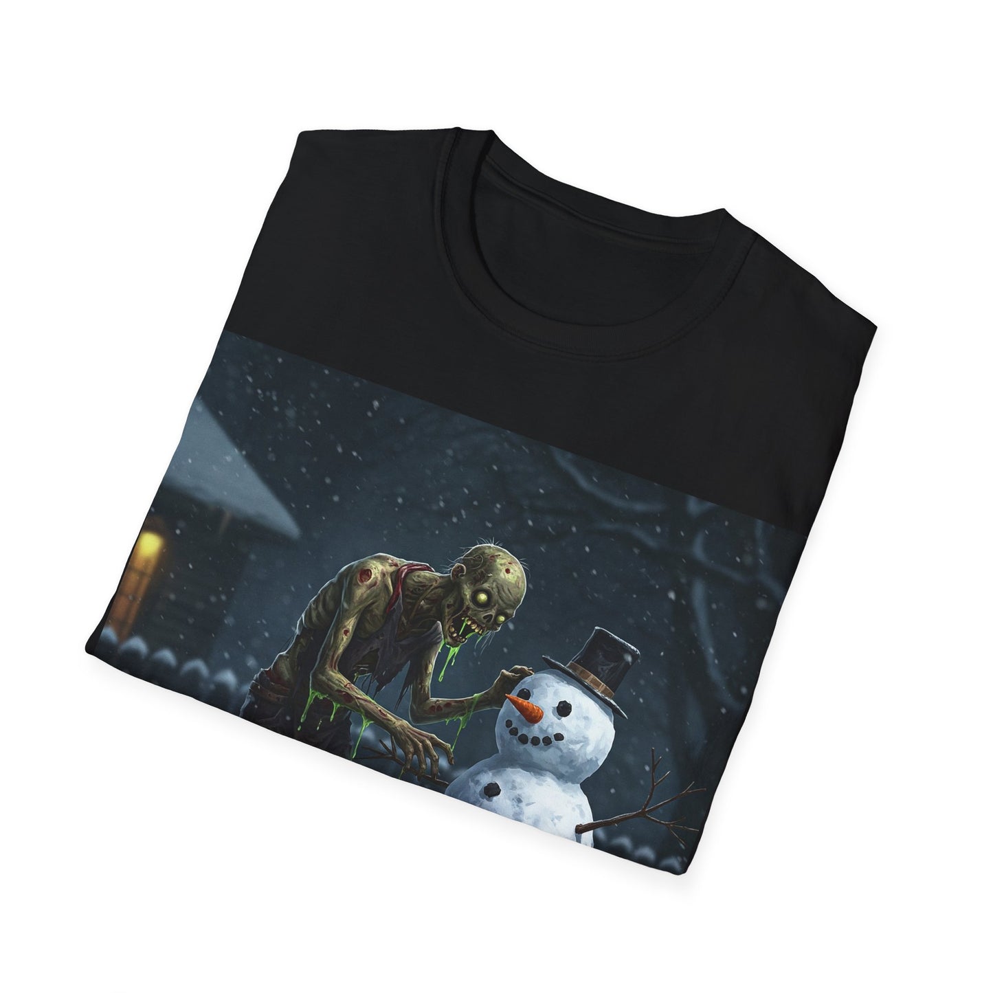 UK - Merry Horror Unisex Softstyle T-Shirt - Creepy Snowman Design