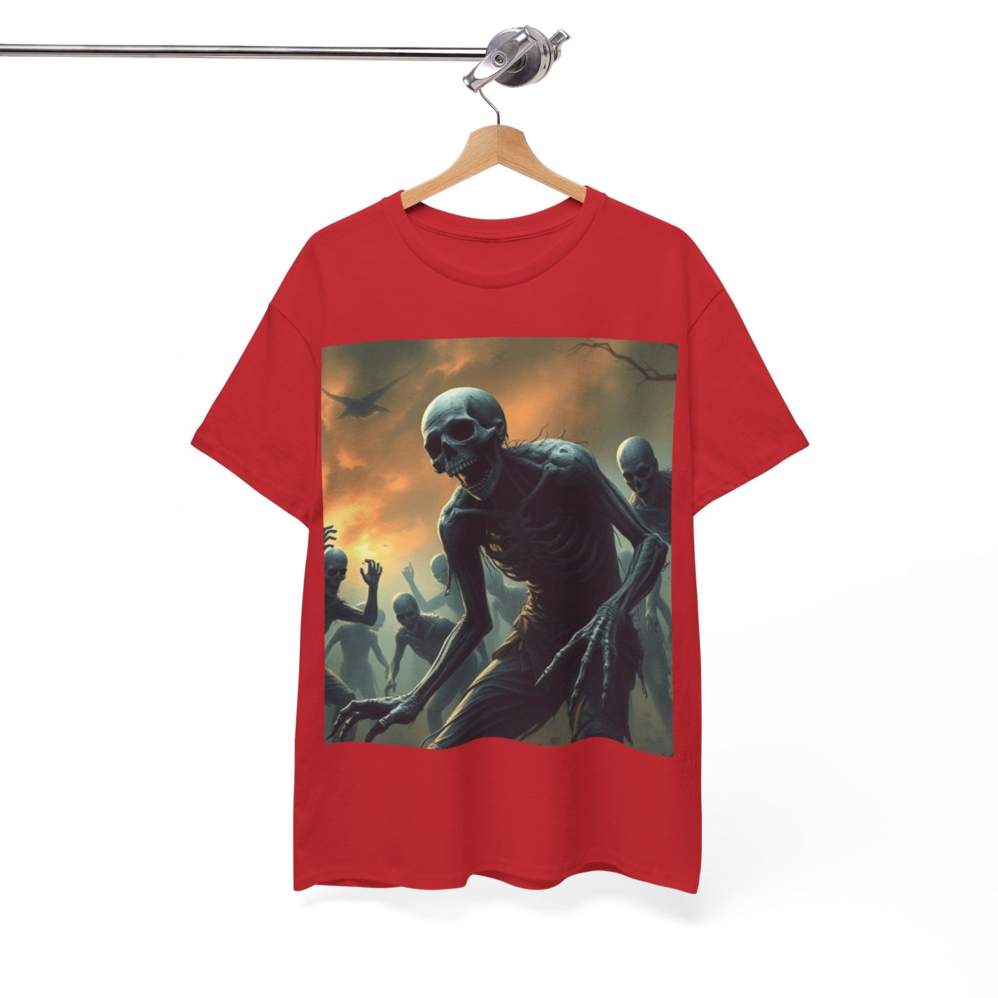 UK - Unisex Heavy Cotton Tee - Eerie Skeleton Design for Halloween Enthusiasts
