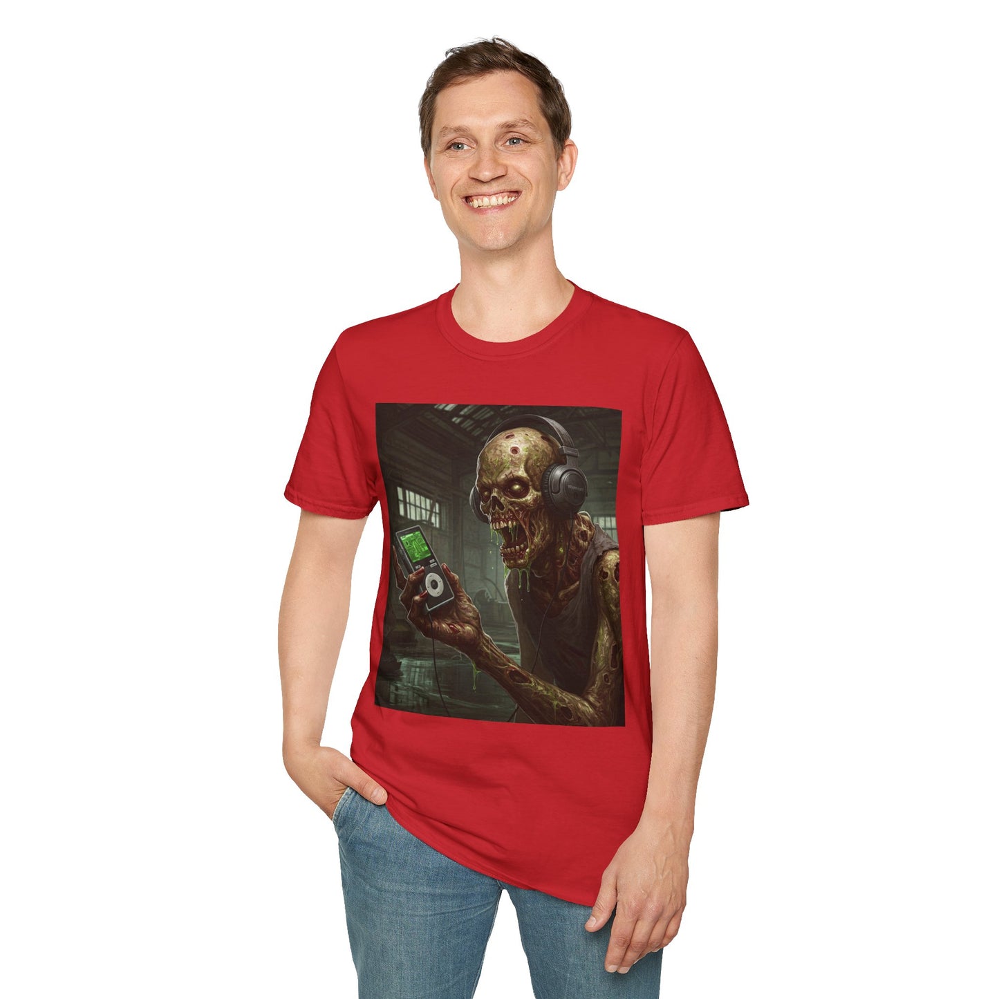 Zombie Listening to Music Unisex Softstyle T-Shirt