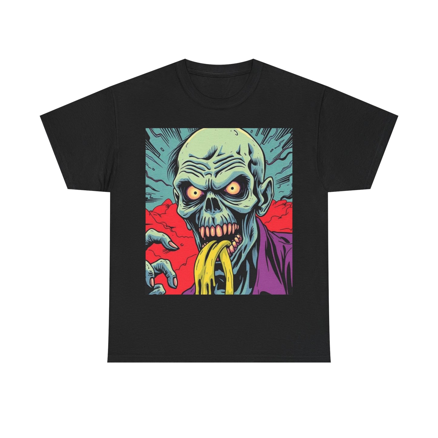 UK - Spooky Zombie Graphic Tee - Unisex Heavy Cotton T-Shirt for Halloween and Casual Wear