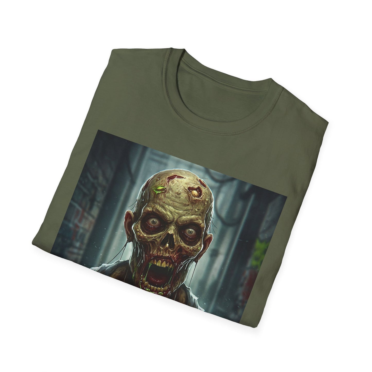 Apocalyptic Portrait Tee, bold, decaying zombie graphic