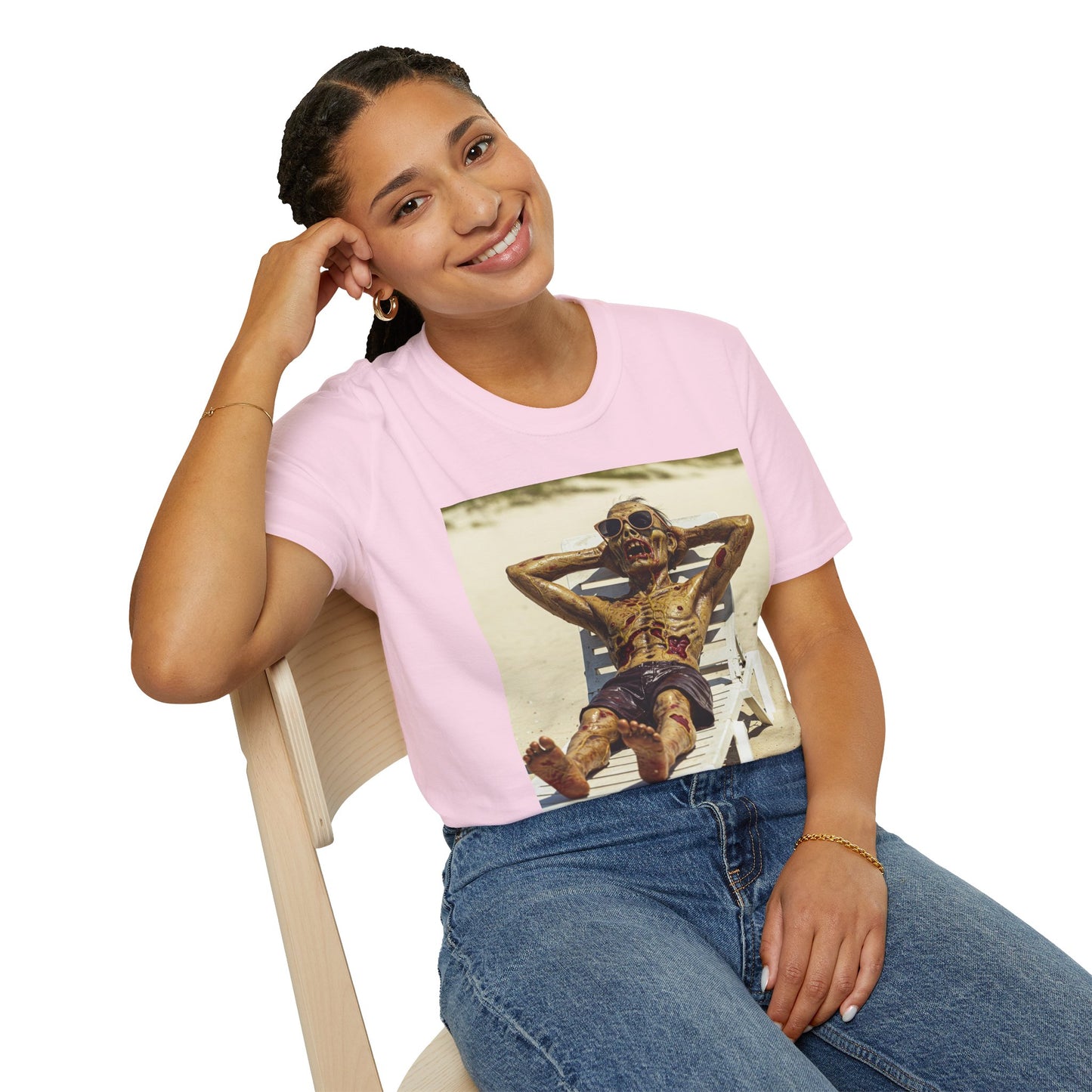 Chillin' Skeleton Unisex Softstyle T-Shirt - Perfect for Halloween & Casual Wear