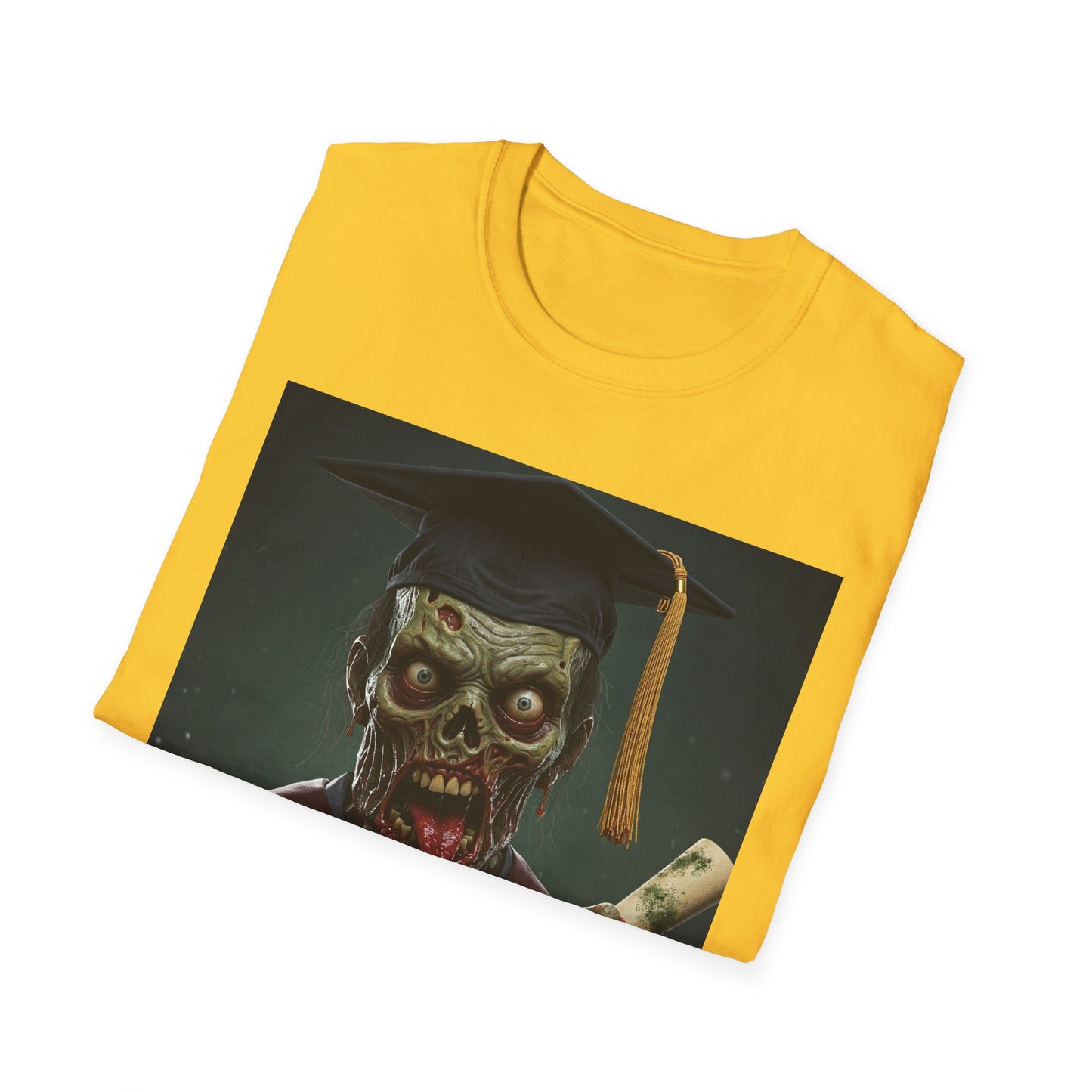 Zombie Graduate Unisex Softstyle T-Shirt - Perfect for Halloween & Graduation
