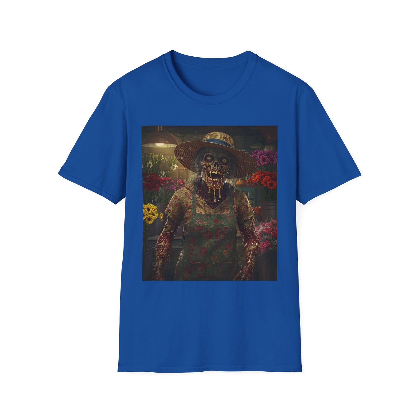 Unisex Softstyle T-Shirt - Vintage Floral Skeleton Design for Halloween