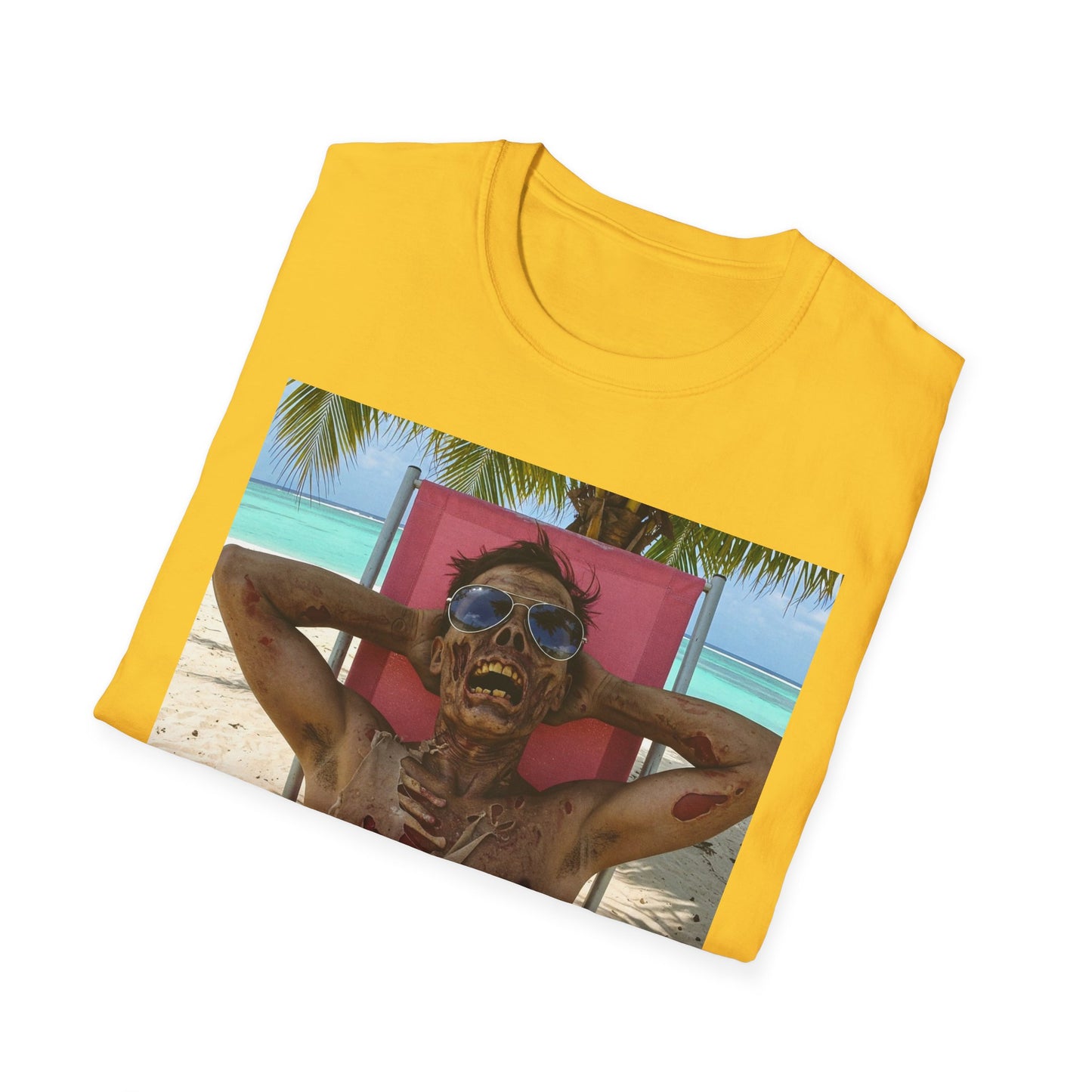 Chill Zombie Unisex Softstyle T-Shirt - Perfect for Beach Days & Halloween