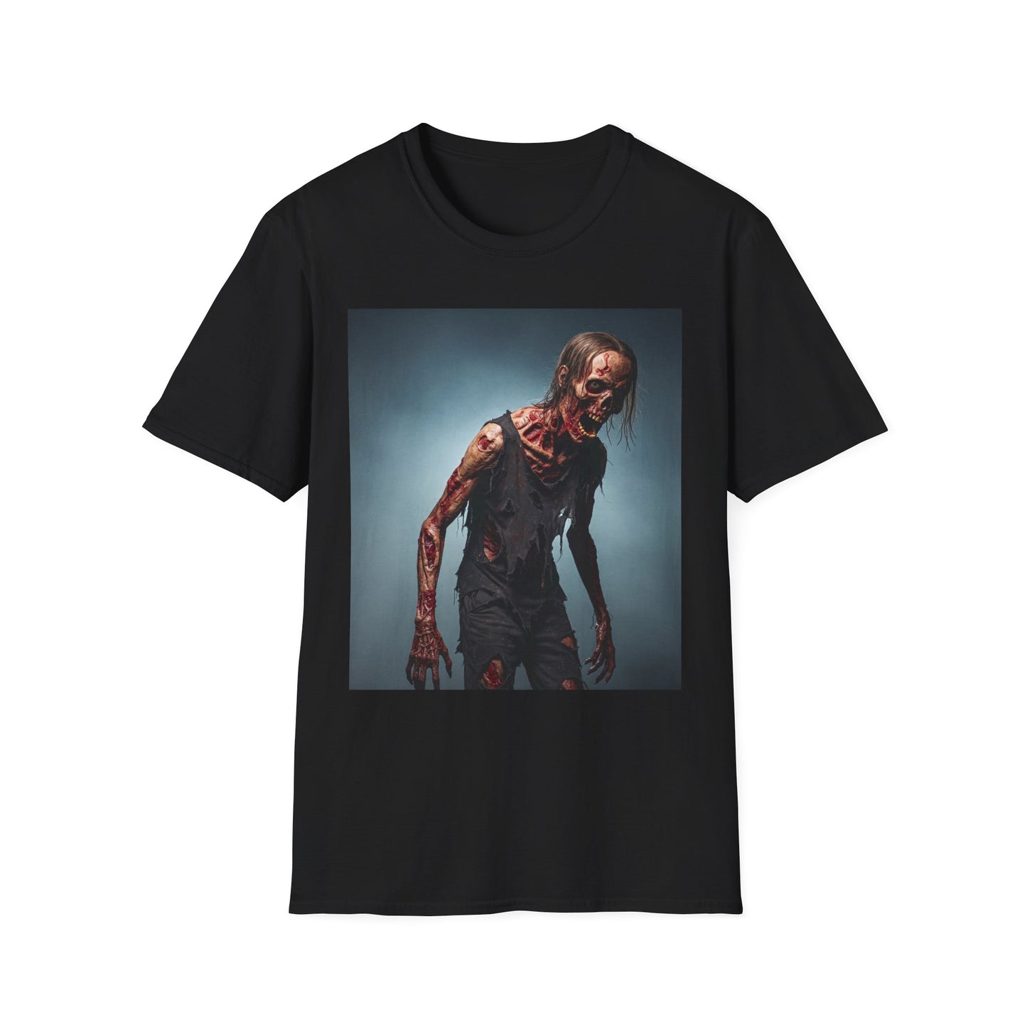Zombie Graphic Unisex Softstyle T-Shirt - Perfect for Halloween and Horror Fans