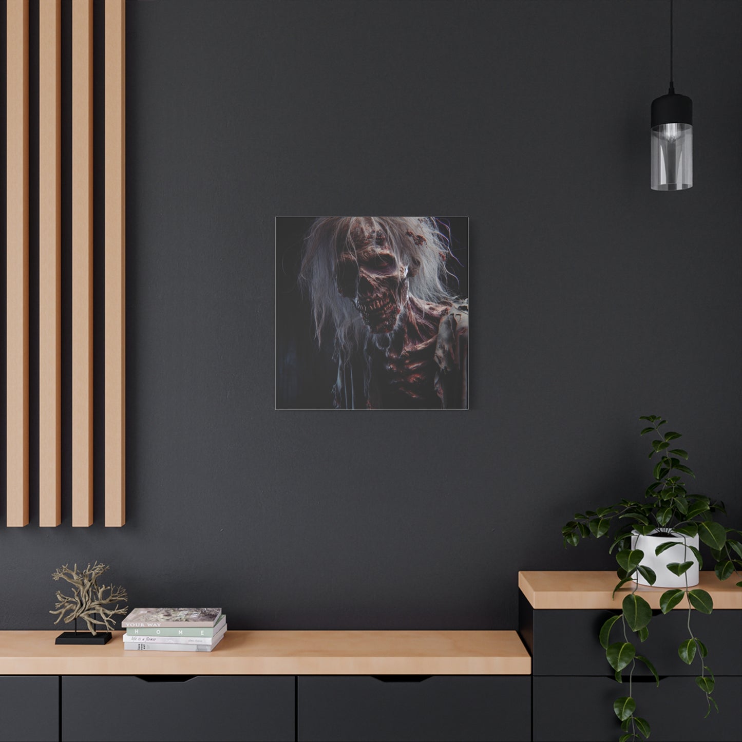 Creepy Zombie Wall Art Canvas - 12" Horror Decor