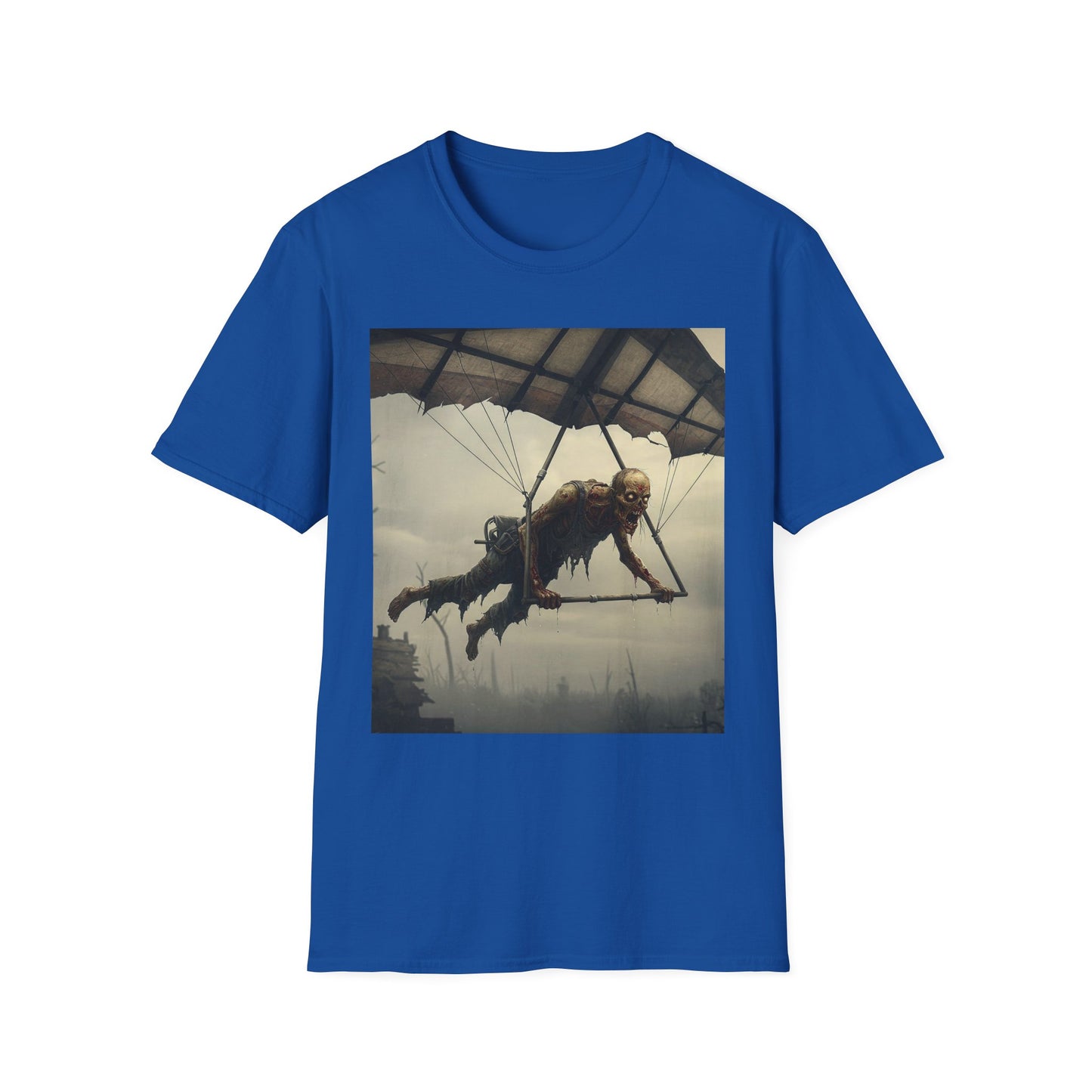Zombie Parachute Unisex Softstyle T-Shirt - Perfect for Halloween and Horror Fans