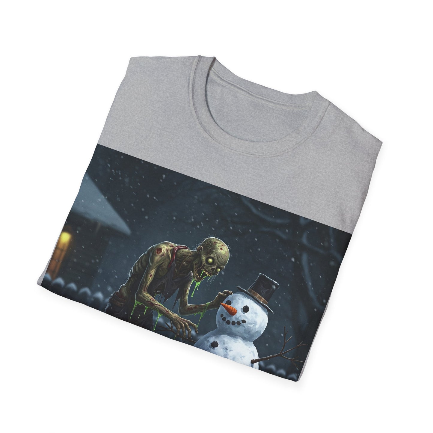 UK - Merry Horror Unisex Softstyle T-Shirt - Creepy Snowman Design
