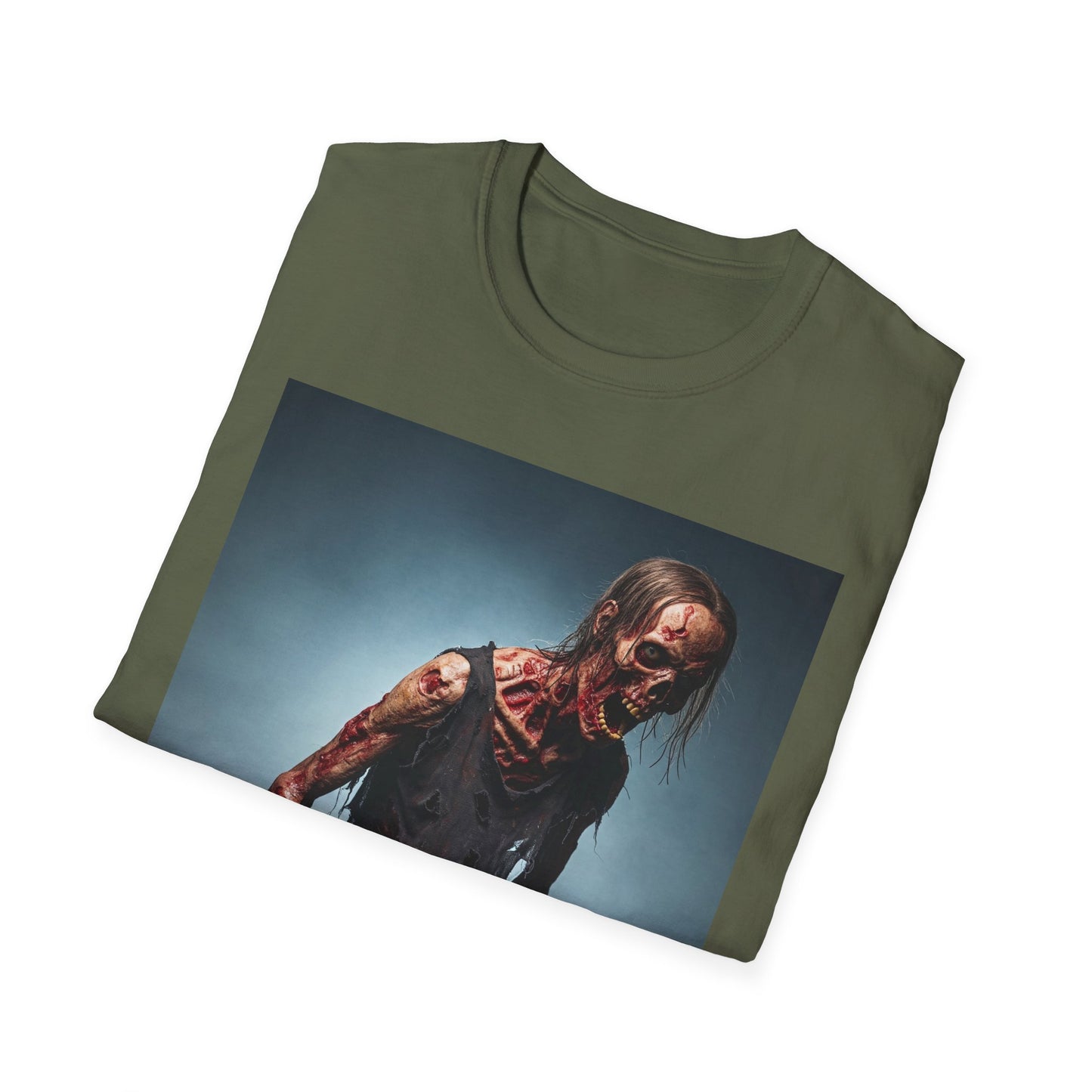 Zombie Graphic Unisex Softstyle T-Shirt - Perfect for Halloween and Horror Fans