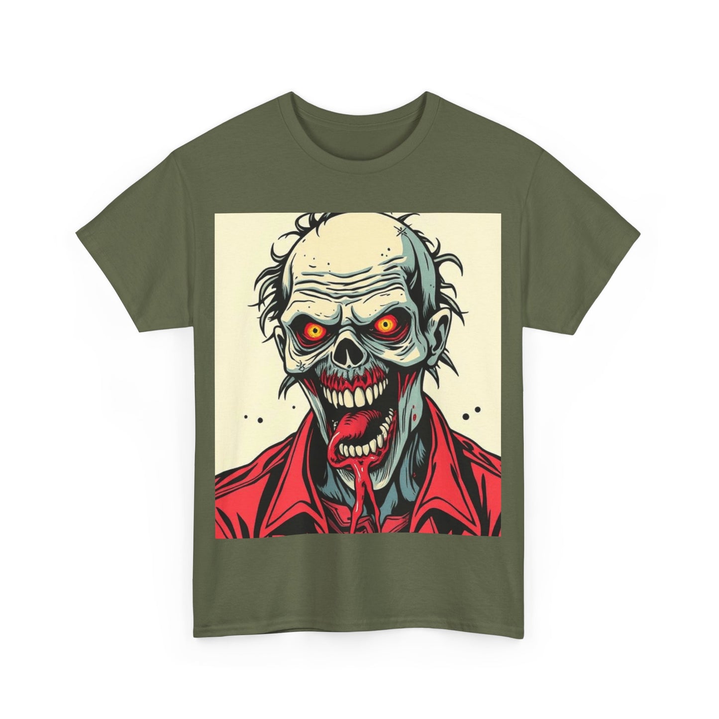 UK - Zombie Graphic Unisex Heavy Cotton Tee - Perfect for Halloween and Horror Fans