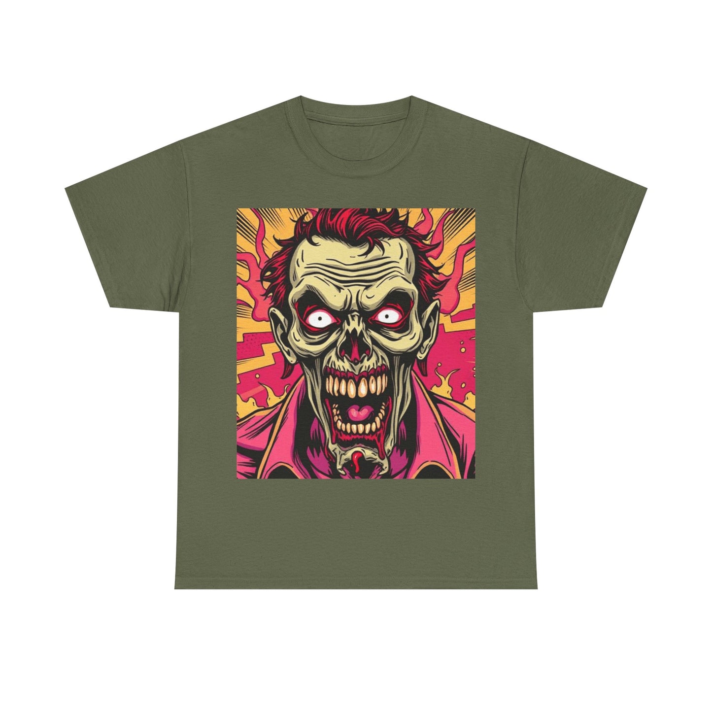 UK - Unisex Heavy Cotton Tee - Creepy Zombie Graphic Shirt