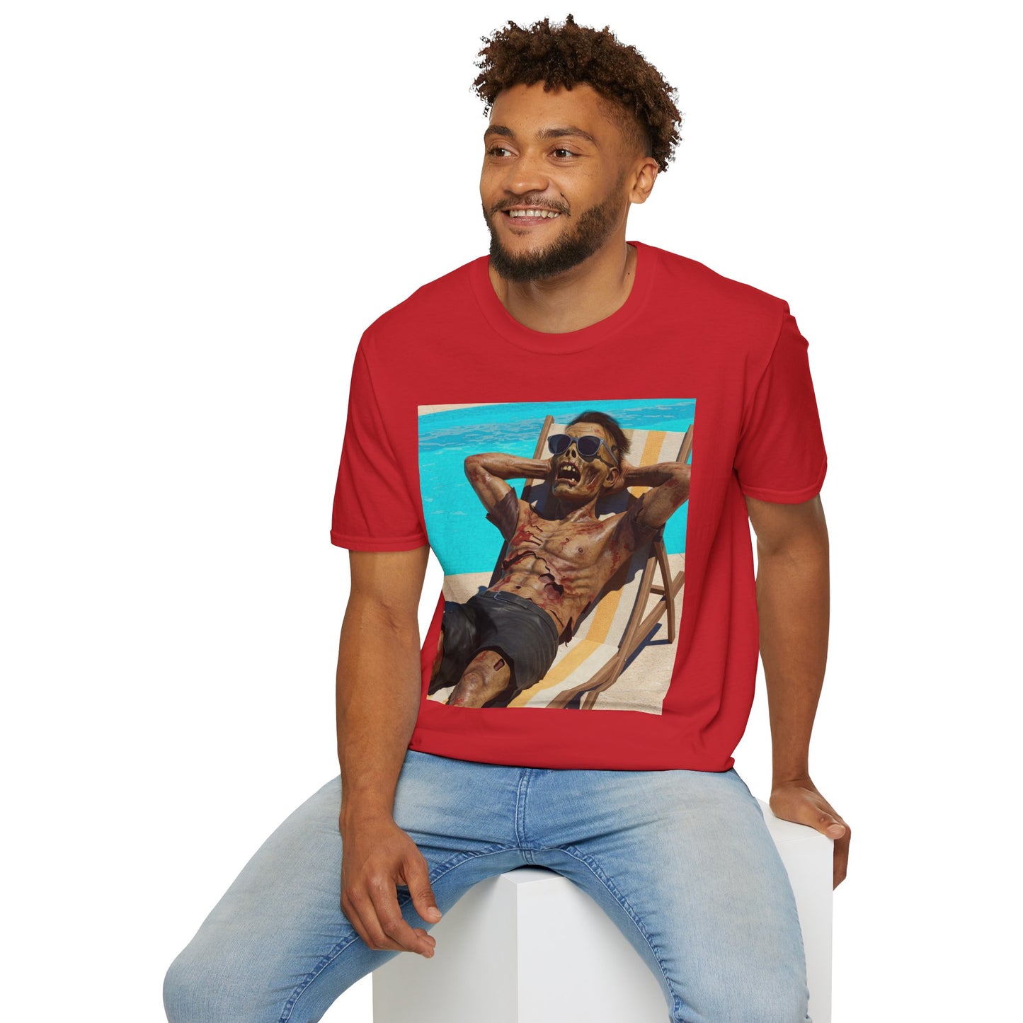 Zombie Relaxation Unisex Softstyle T-Shirt - Perfect for Halloween and Casual Outings