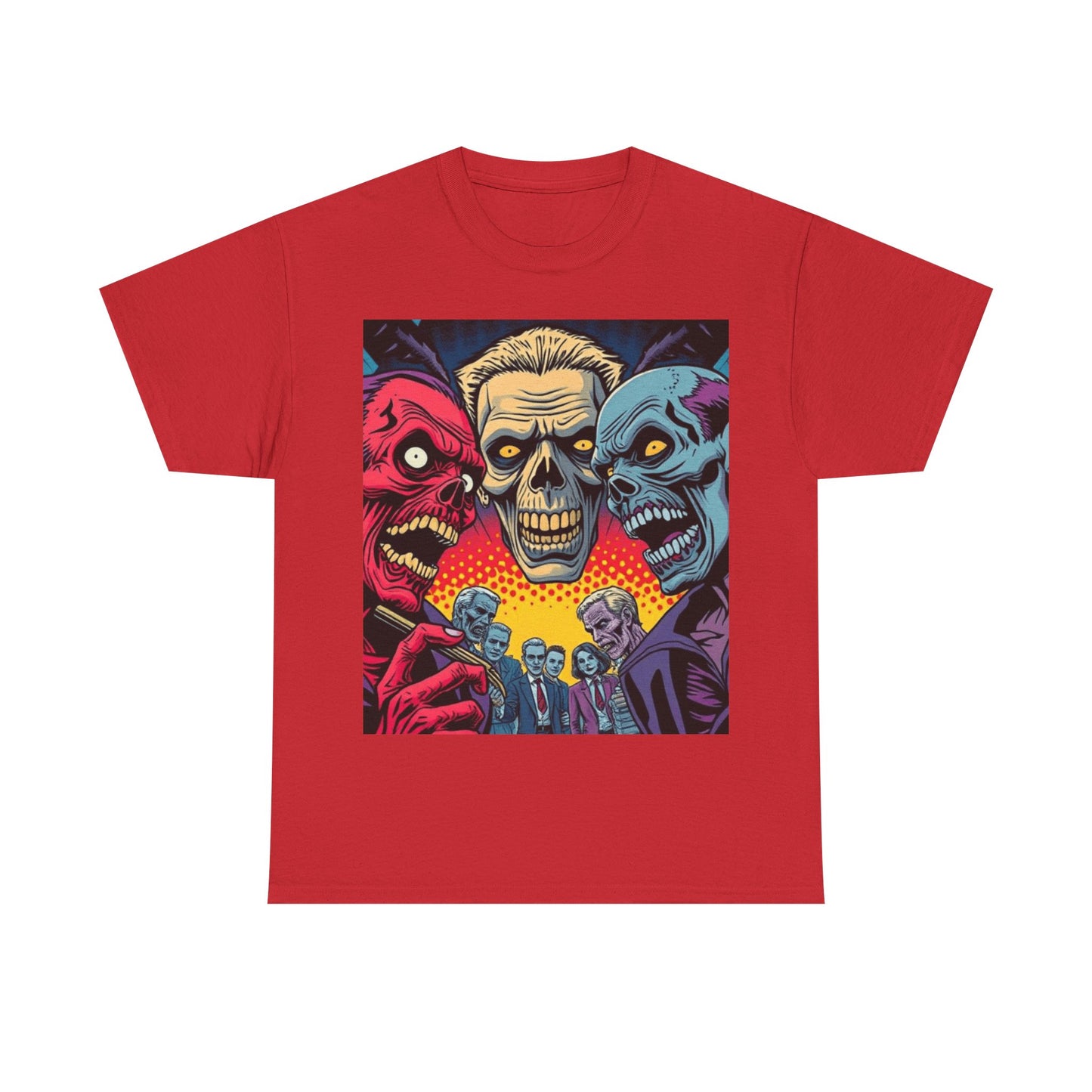 UK - Unisex Heavy Cotton Tee - Colorful Skeleton Design, Perfect for Halloween and Horror Fans