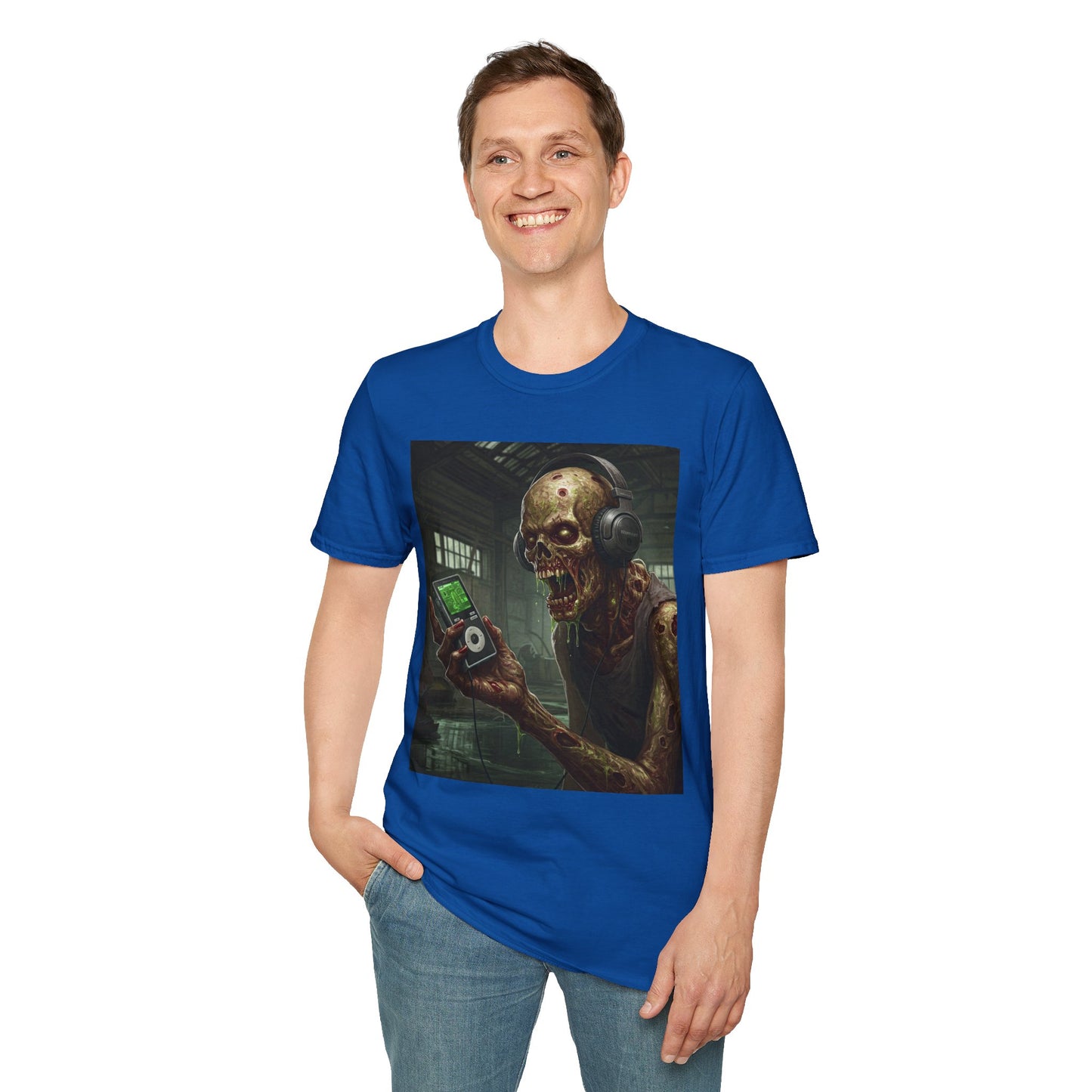 Zombie Listening to Music Unisex Softstyle T-Shirt