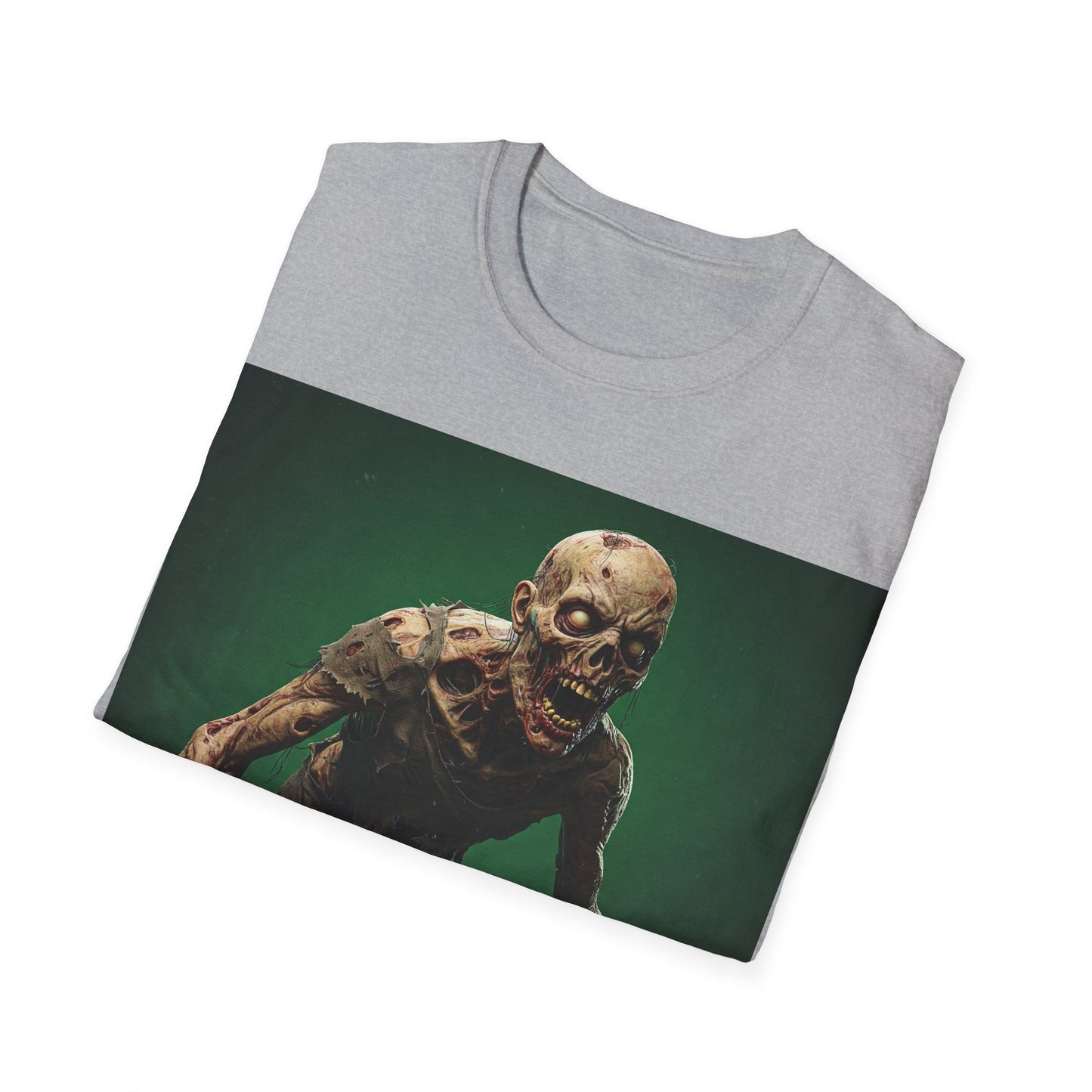UK - Zombie Graphic Unisex Softstyle T-Shirt - Perfect for Halloween and Horror Fans
