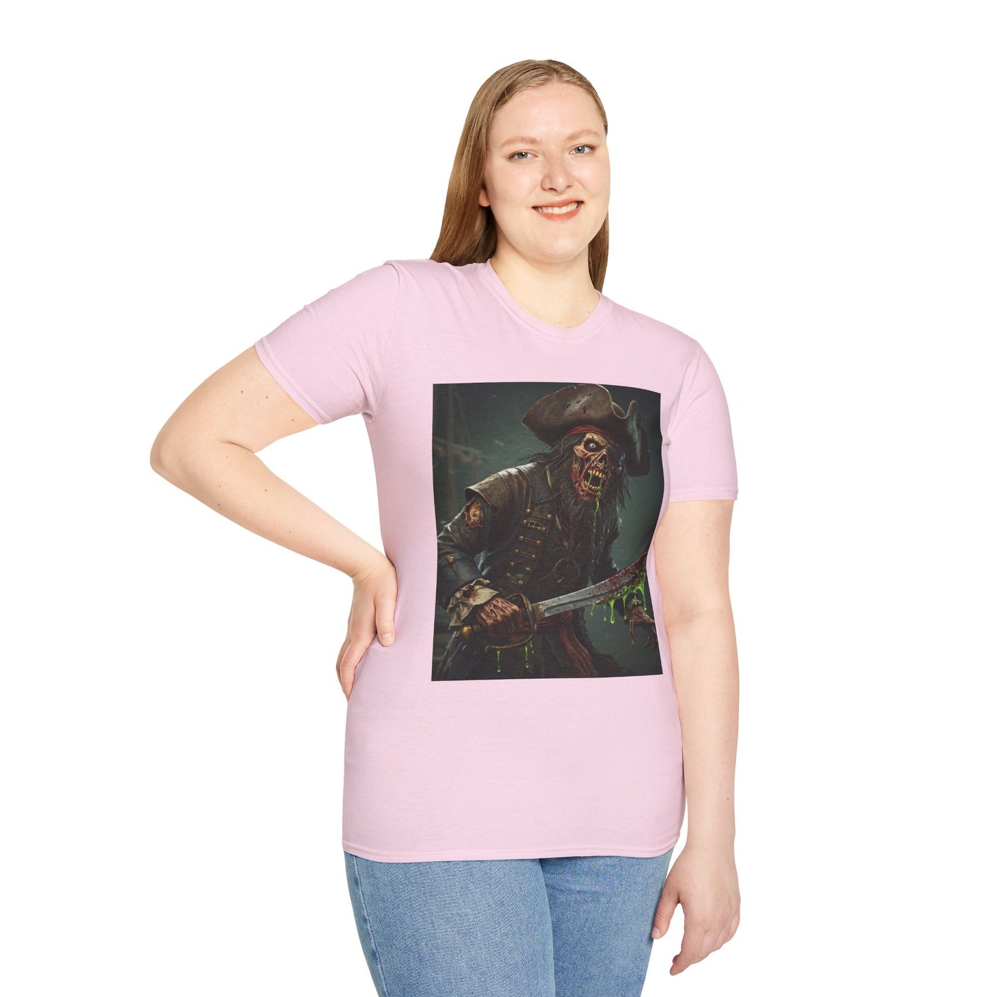 Zombie Pirate Graphic Unisex T-Shirt - Perfect for Halloween and Casual Wear