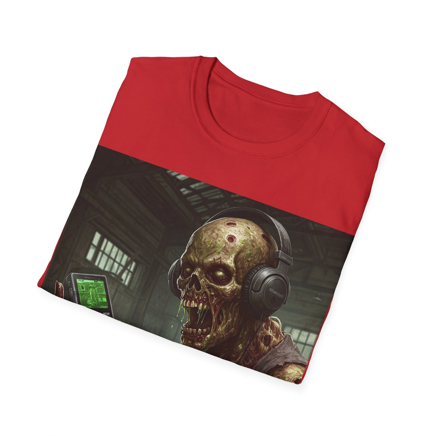 UK - Zombie Listening to Music Unisex Softstyle T-Shirt