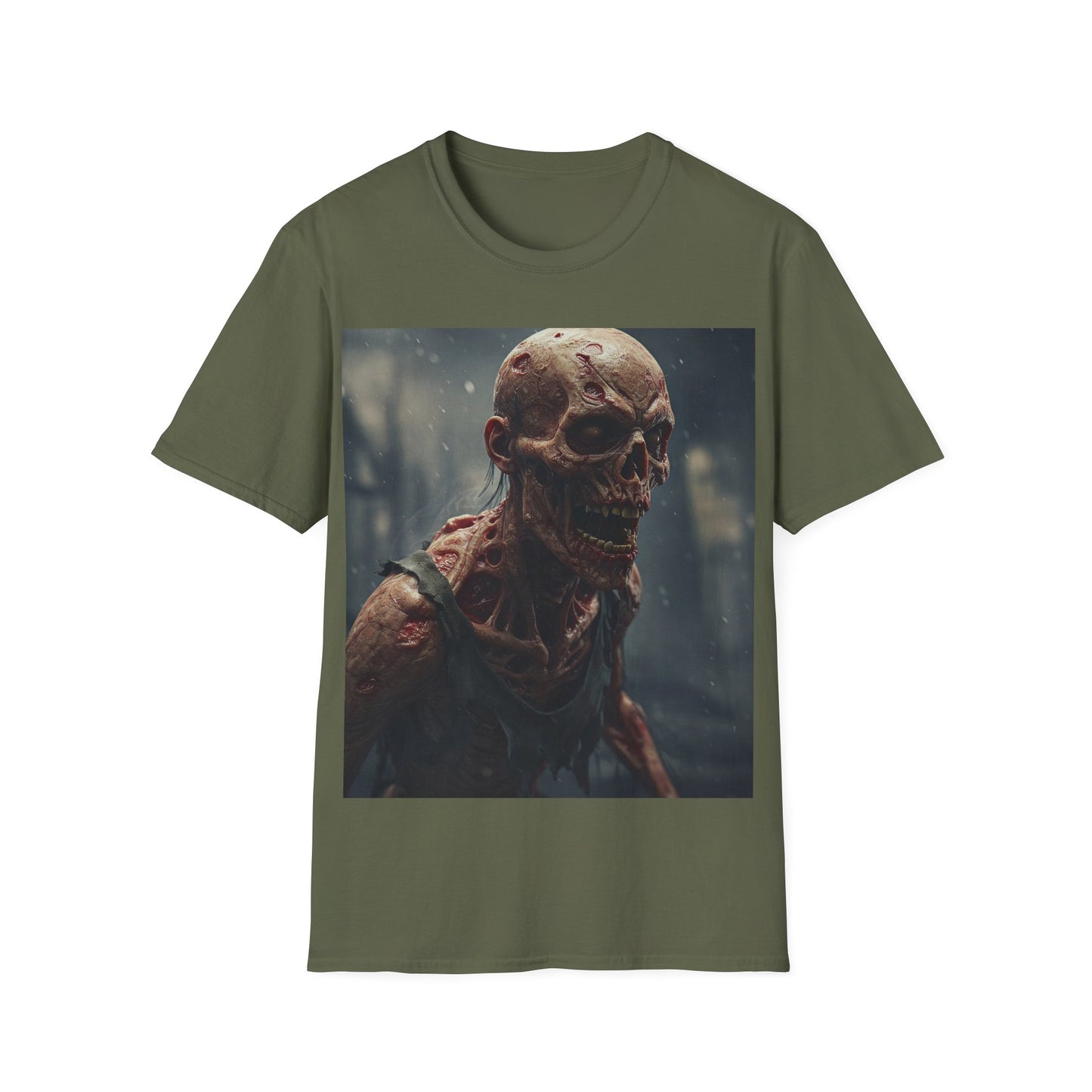 UK - Unisex Softstyle T-Shirt with Creepy Skeleton Design - Perfect for Halloween and Horror Fans