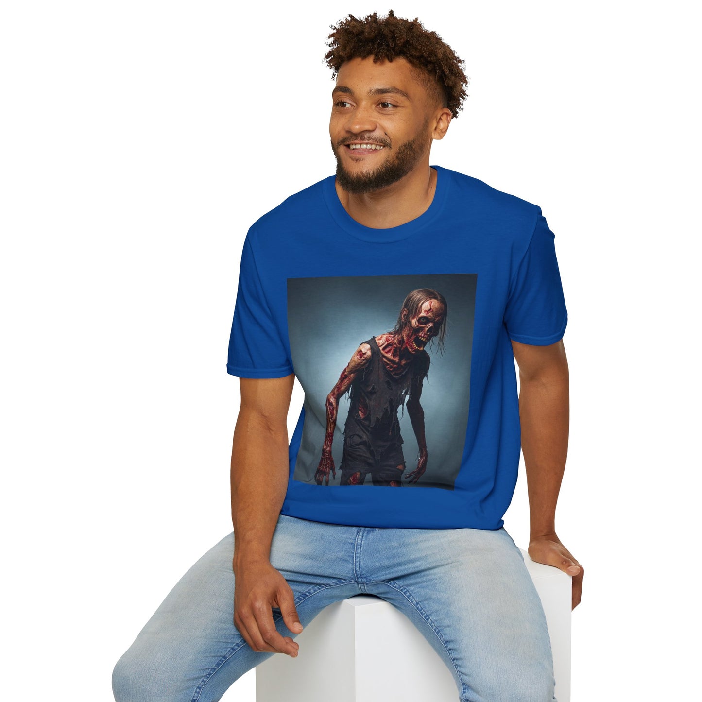 Zombie Graphic Unisex Softstyle T-Shirt - Perfect for Halloween and Horror Fans