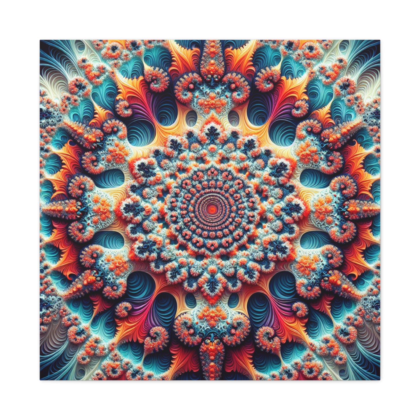 Vibrant Fractal Art Canvas – Stunning Stretched Wall Decor for Home or Office