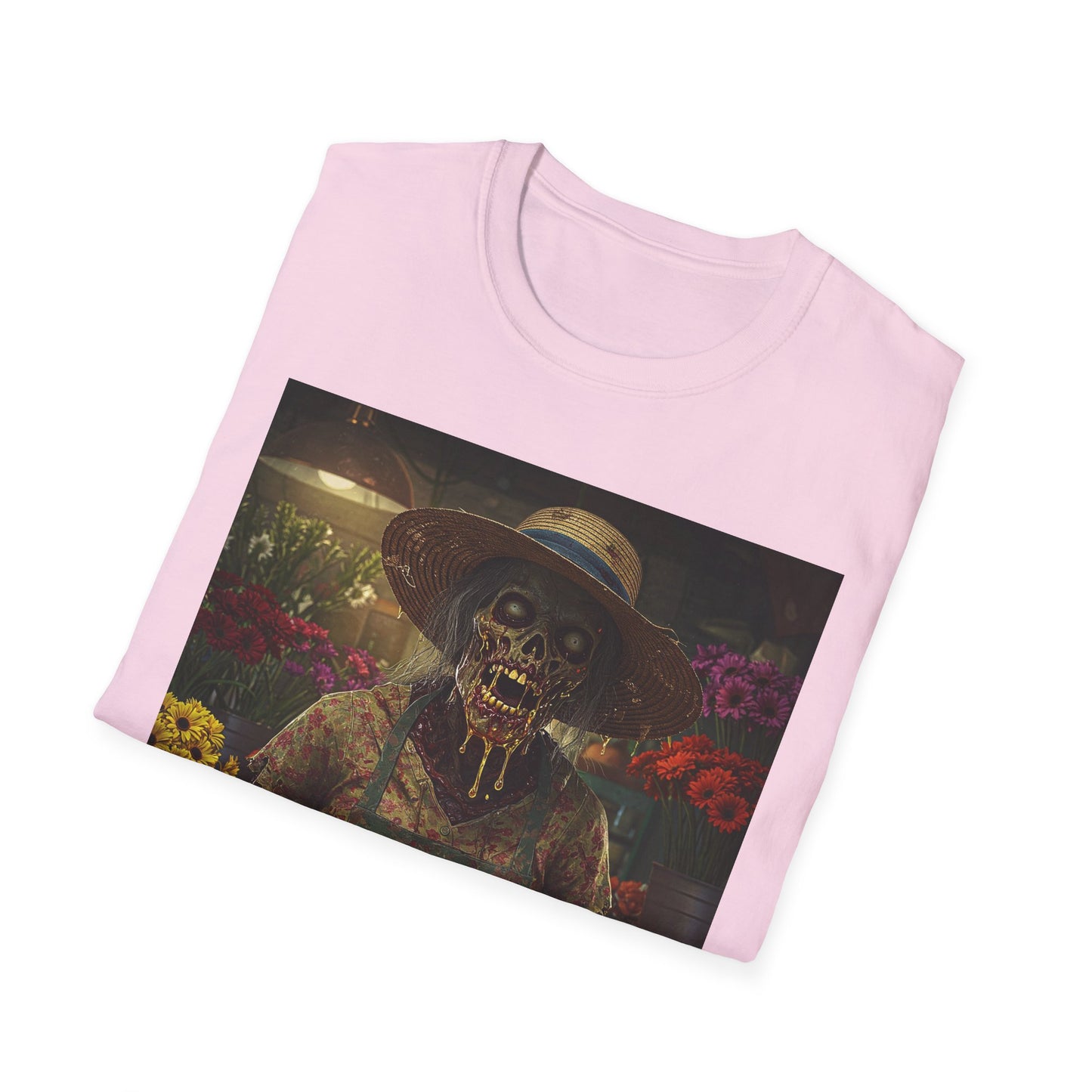 Unisex Softstyle T-Shirt - Vintage Floral Skeleton Design for Halloween