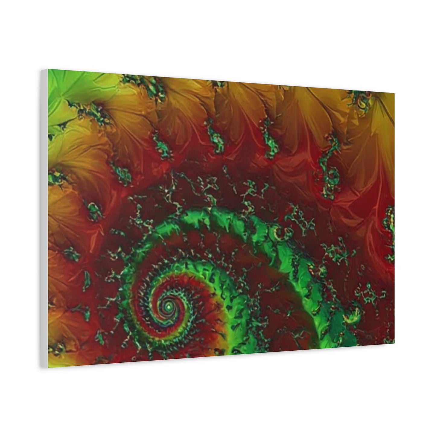 Vibrant Fractal Art Canvas - Green and Red Abstract Wall Decor