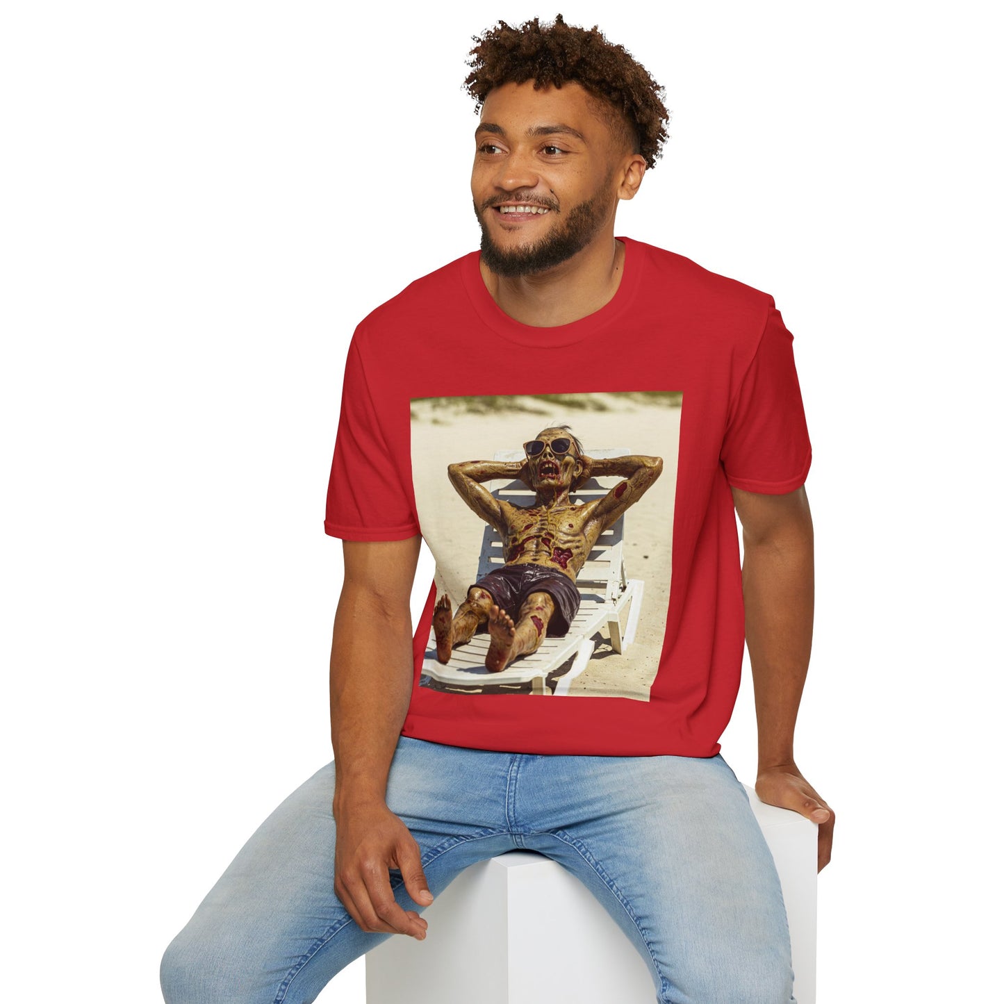 Chillin' Skeleton Unisex Softstyle T-Shirt - Perfect for Halloween & Casual Wear