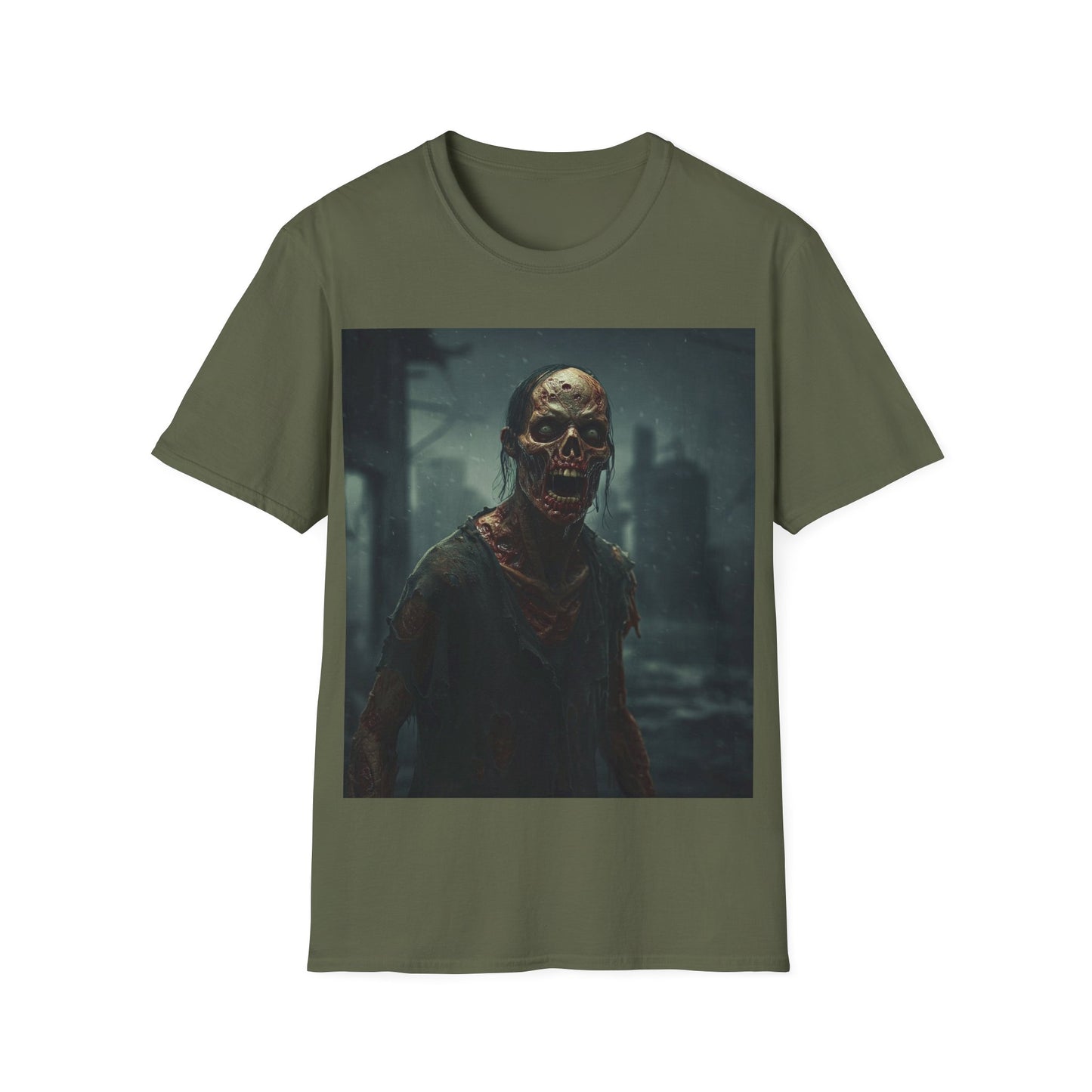 UK - Zombie Apocalypse Apocalyptic Portrait Tee, bold, decaying zombie graphic