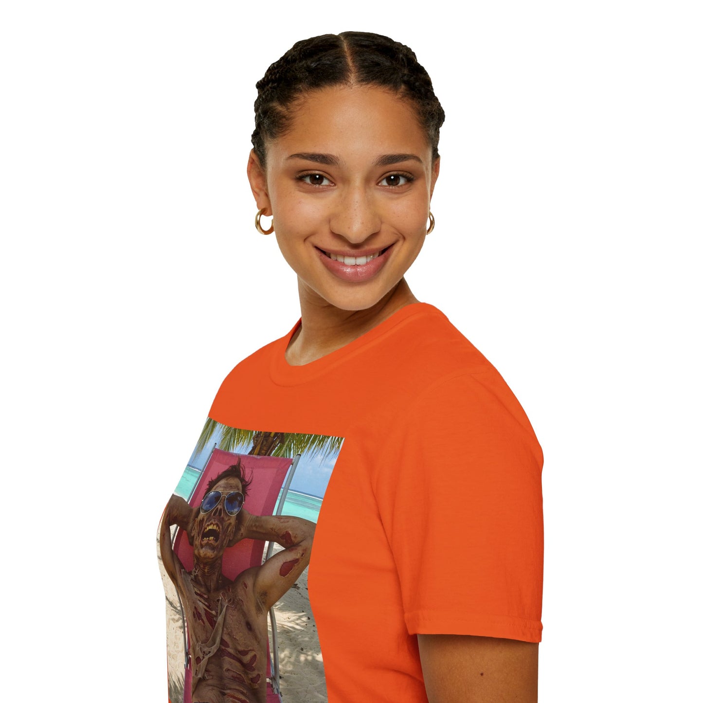 Chill Zombie Unisex Softstyle T-Shirt - Perfect for Beach Days & Halloween