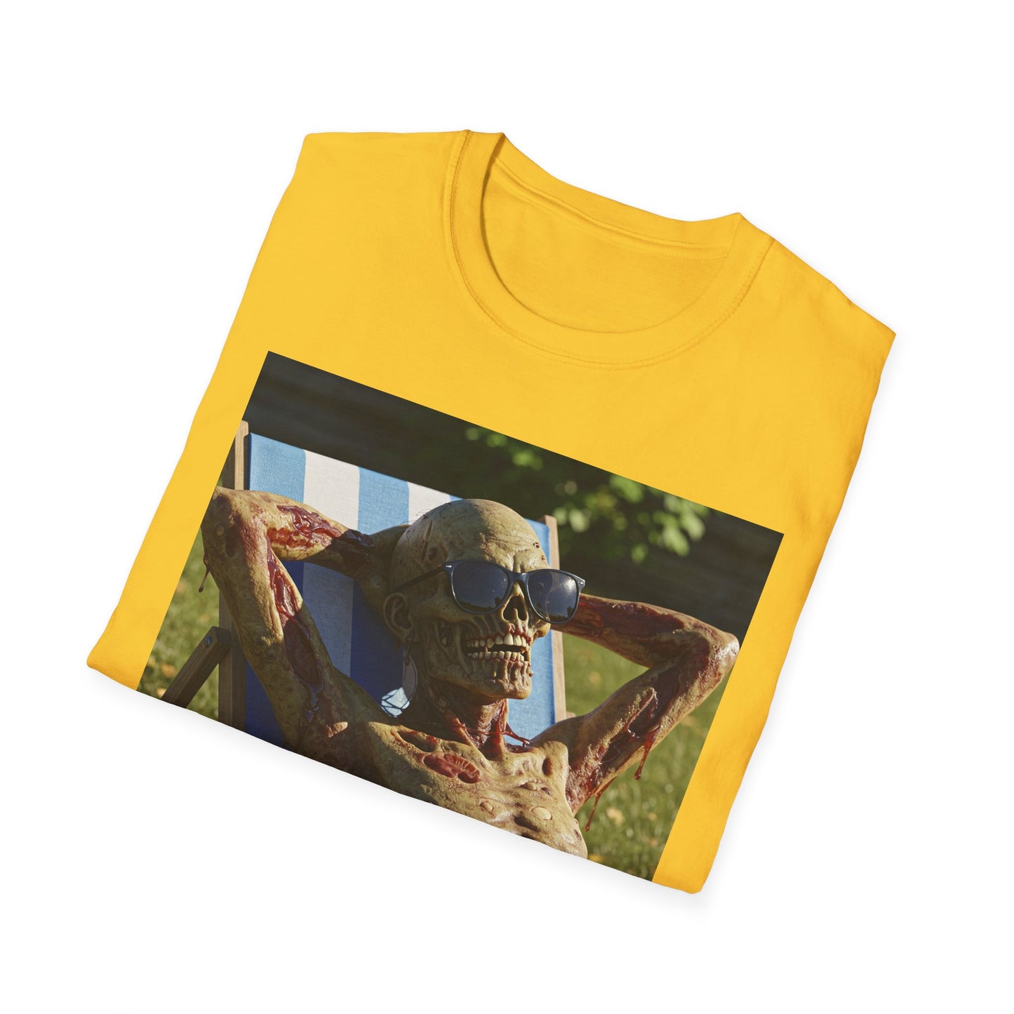 Chillin' Skeleton Unisex Softstyle T-Shirt - Casual Halloween Vibe