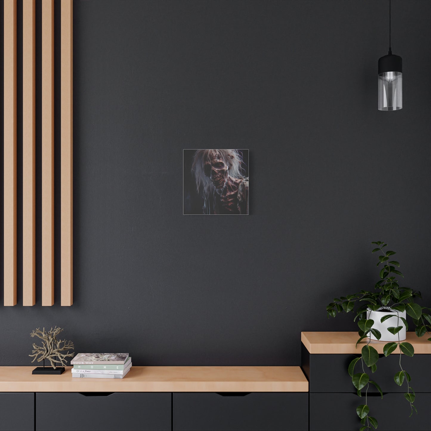 Creepy Zombie Wall Art Canvas - 12" Horror Decor