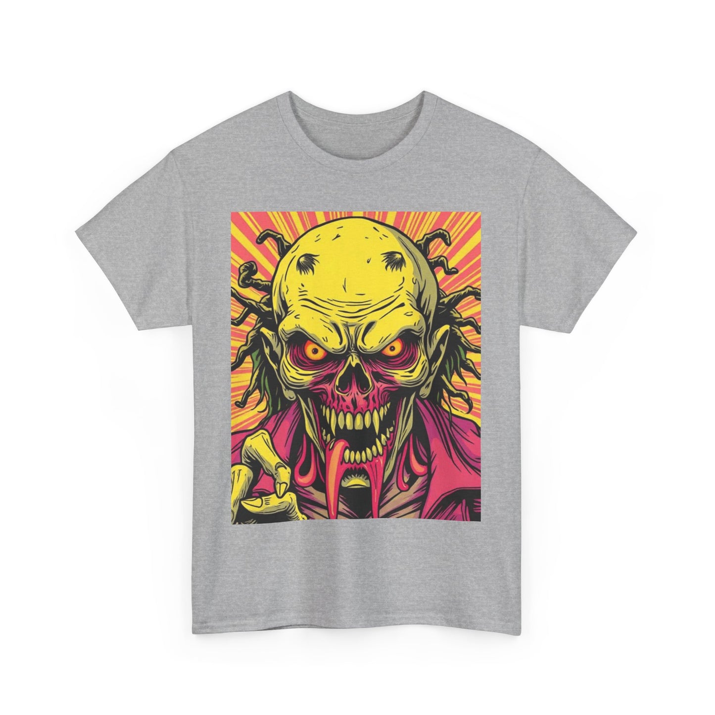 Unisex Heavy Cotton Tee - Spooky Skeleton Design for Halloween