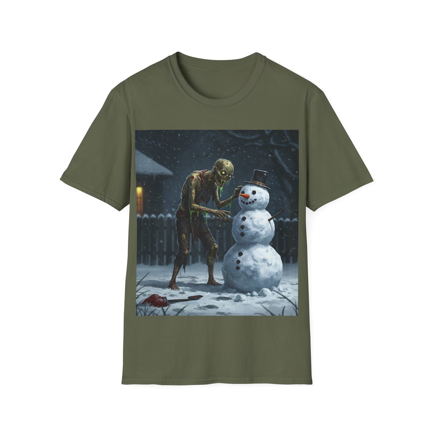 UK - Merry Horror Unisex Softstyle T-Shirt - Creepy Snowman Design