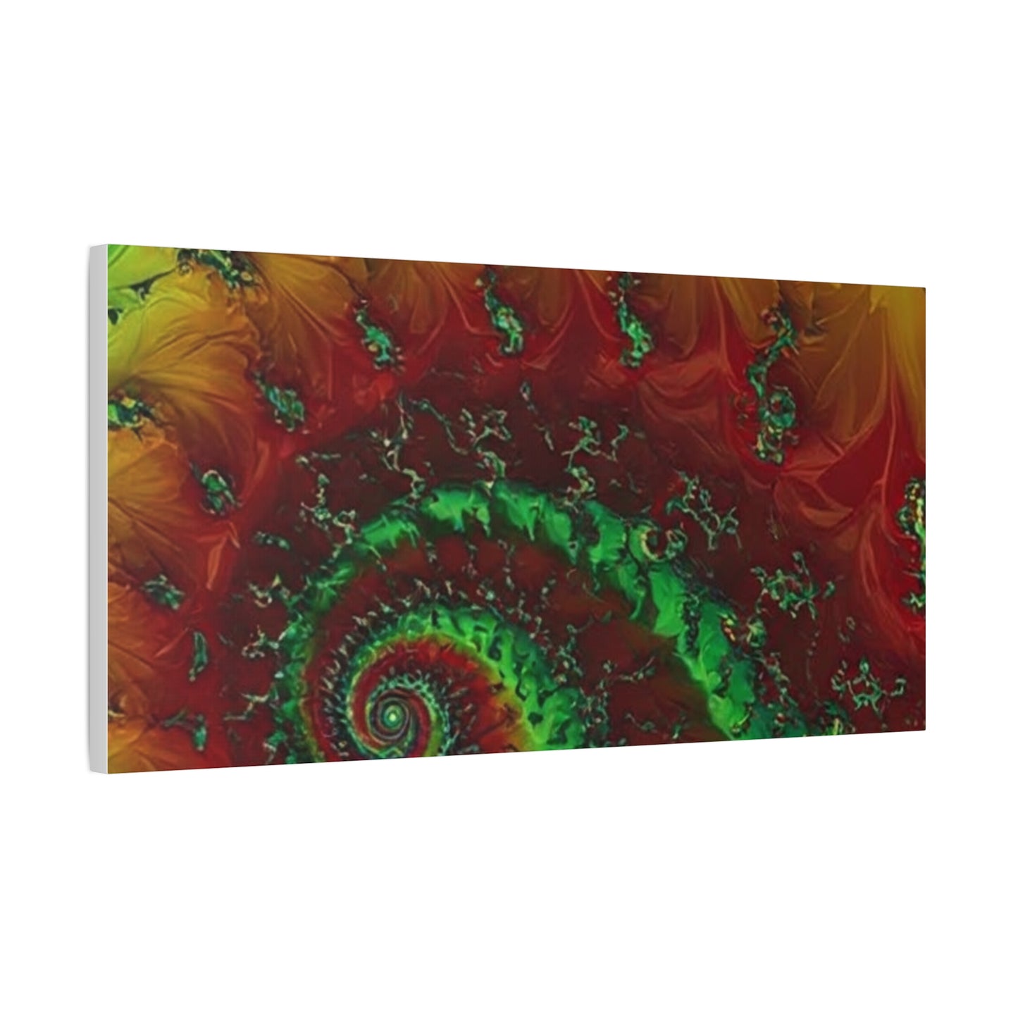 Vibrant Fractal Art Canvas - Green and Red Abstract Wall Decor