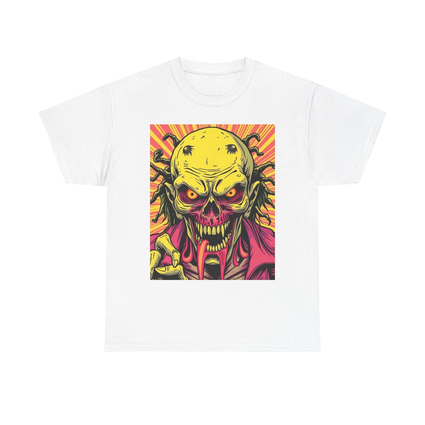 Unisex Heavy Cotton Tee - Spooky Skeleton Design for Halloween