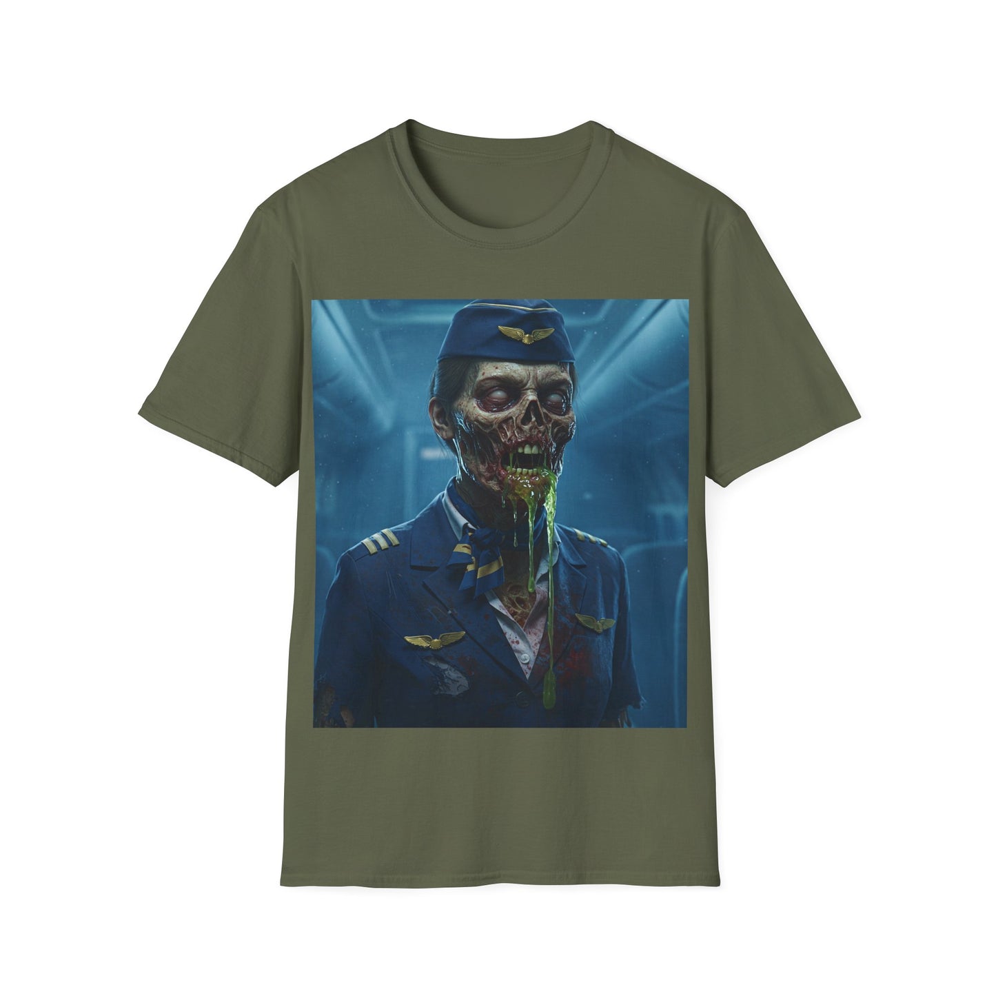 UK - Zombie Pilot Apocalyptic Portrait Tee, bold, decaying zombie graphic