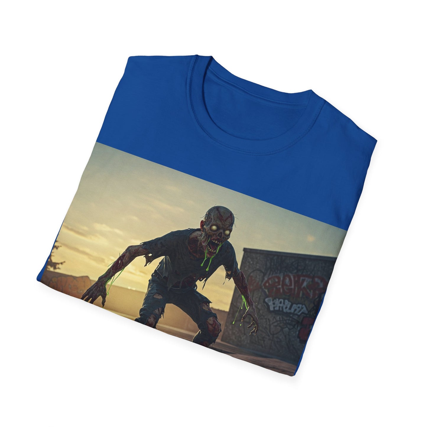 UK - Skateboard Zombie Unisex Softstyle T-Shirt | Casual Graphic Tee for Skaters