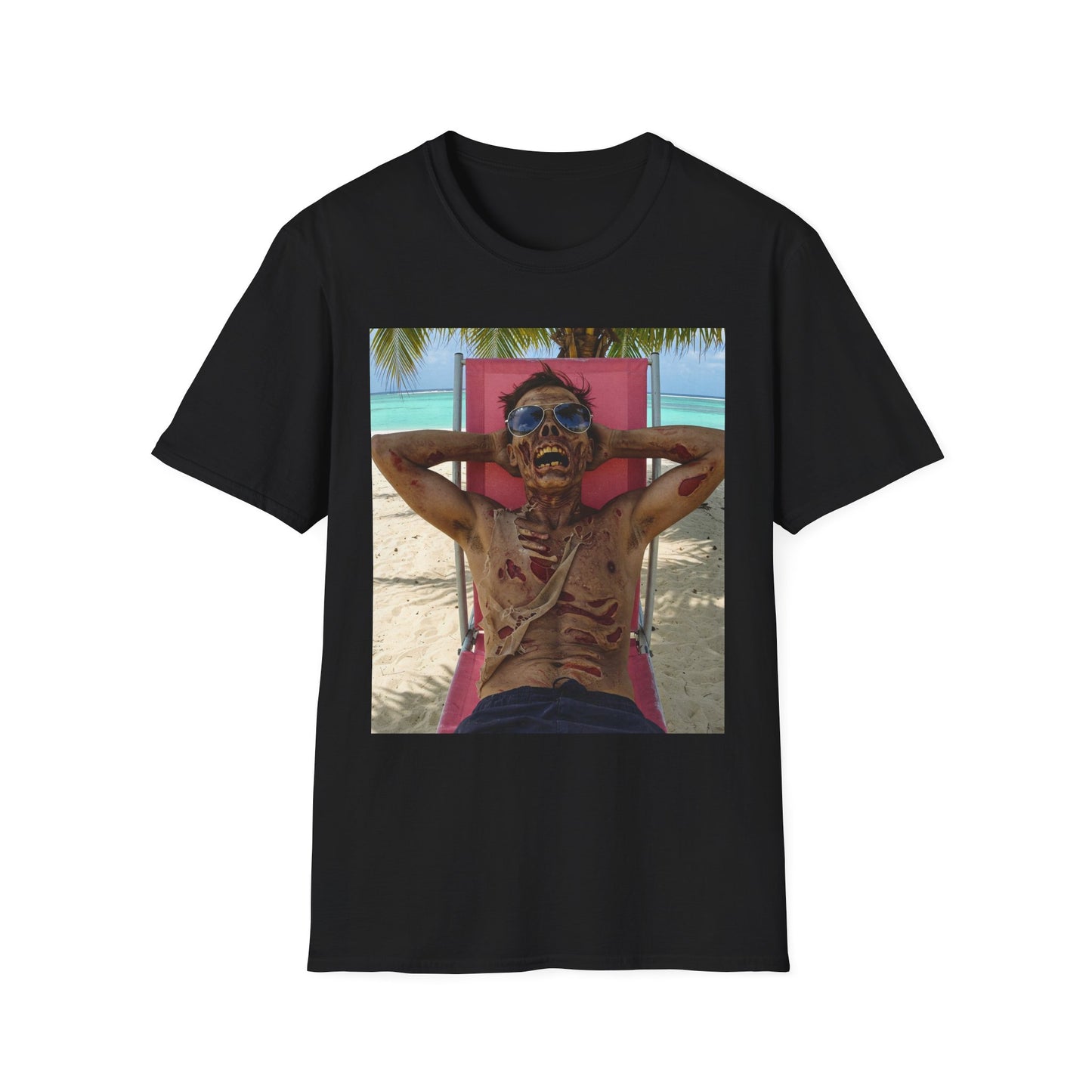 Chill Zombie Unisex Softstyle T-Shirt - Perfect for Beach Days & Halloween