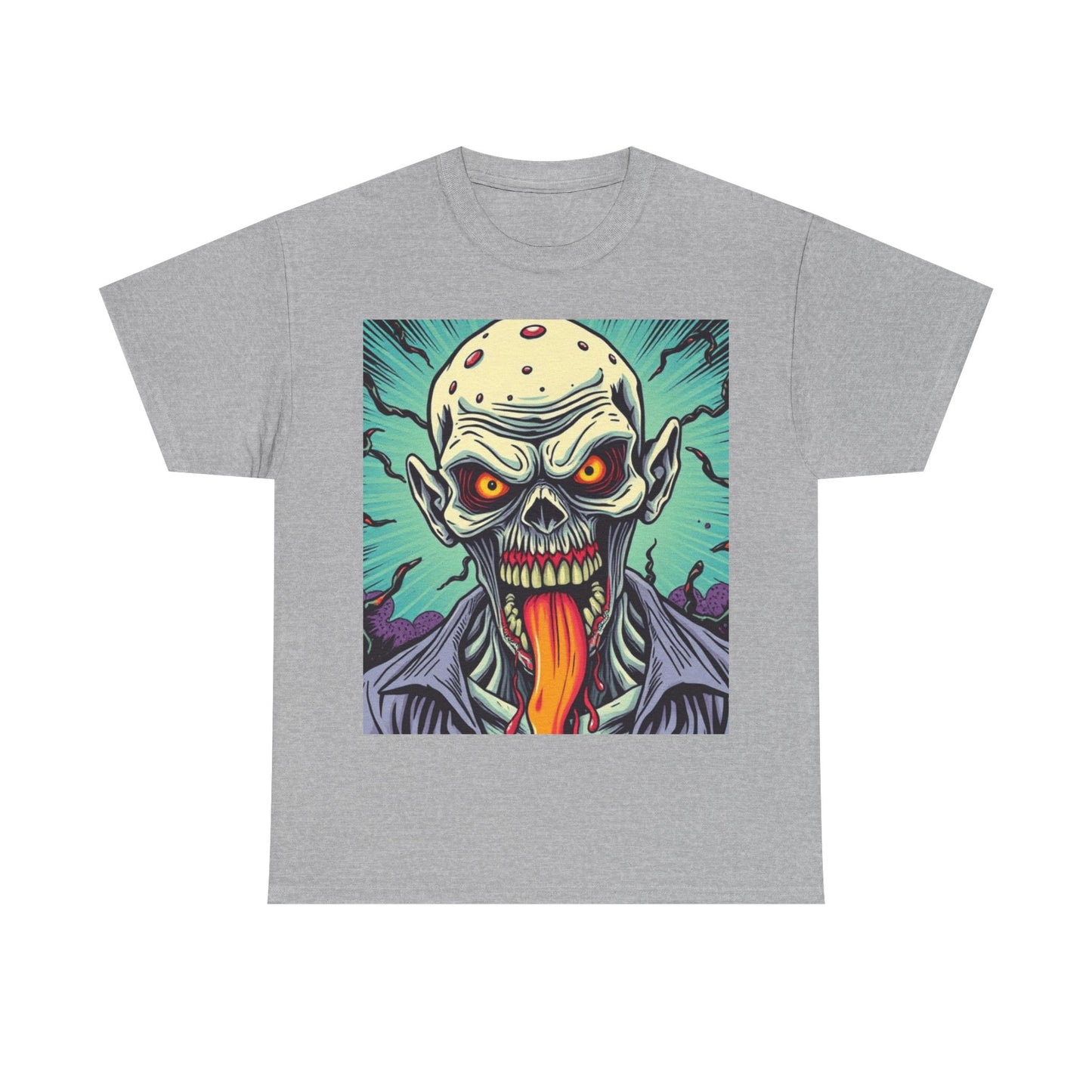 UK - Spooky Graphic Unisex Heavy Cotton Tee - Halloween Evil Zombie Design