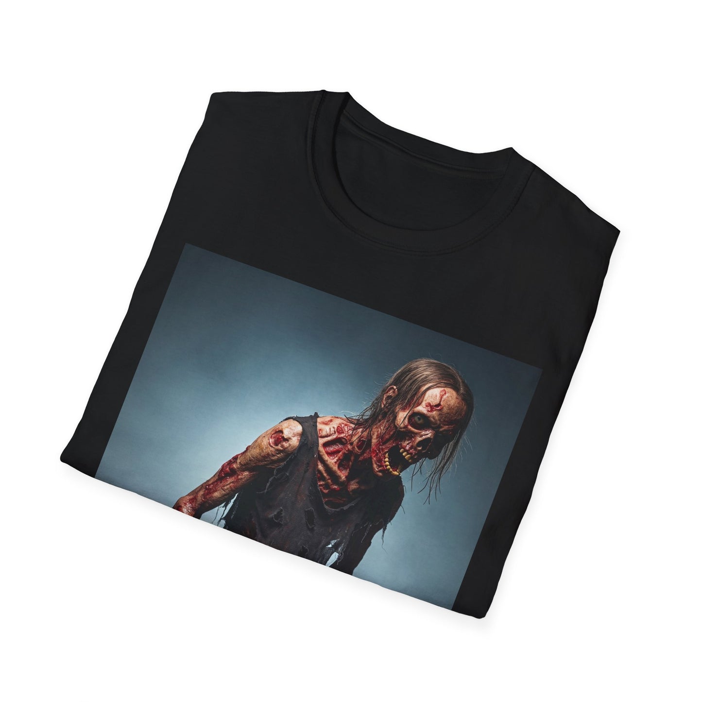 Zombie Graphic Unisex Softstyle T-Shirt - Perfect for Halloween and Horror Fans