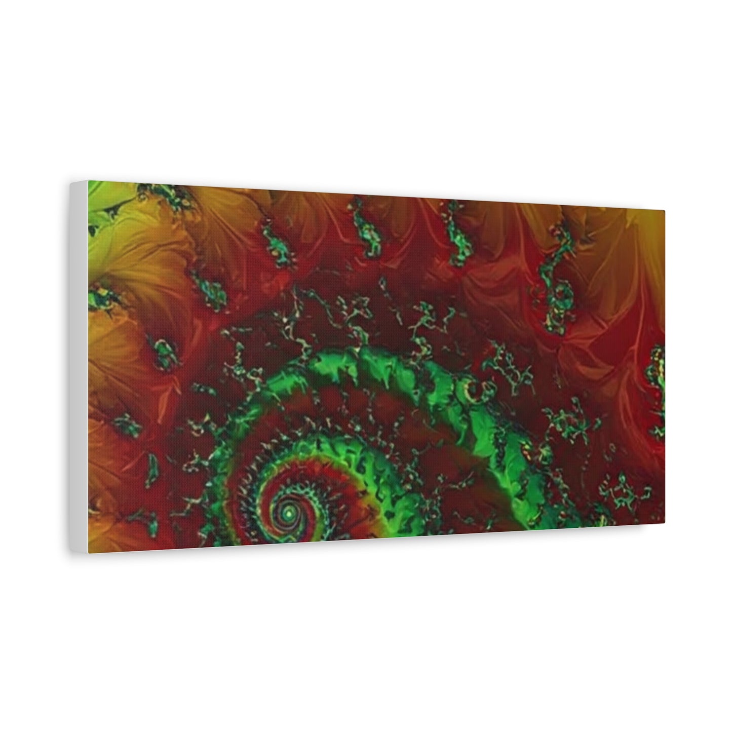Vibrant Fractal Art Canvas - Green and Red Abstract Wall Decor