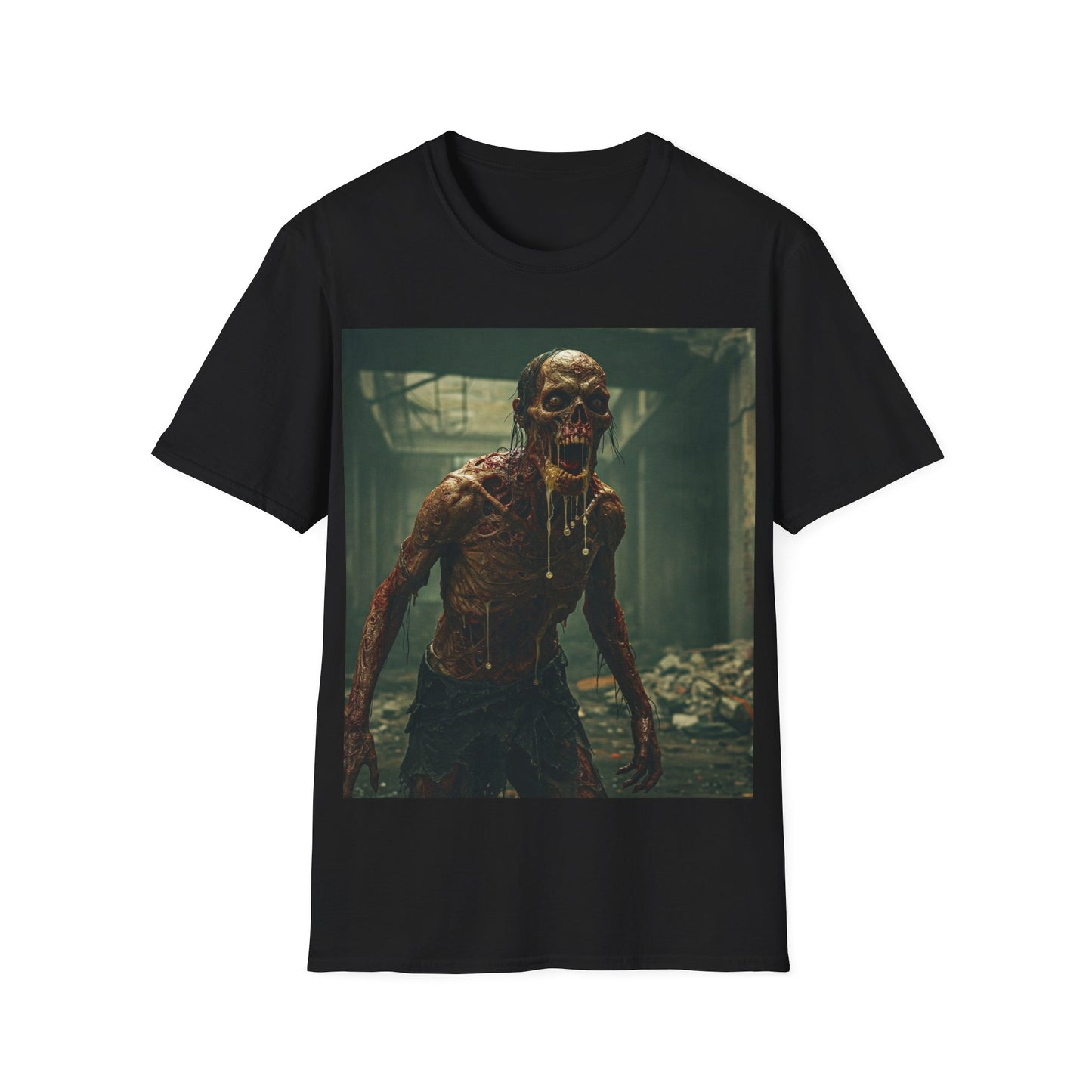 UK - Horror Graphic Unisex T-Shirt - Spooky Zombie Design - Perfect for Halloween and Horror Fans