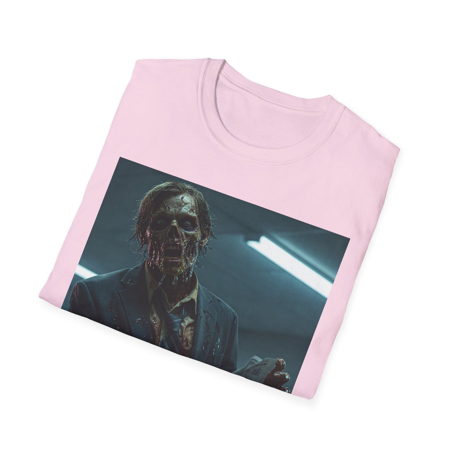Zombie Horror Unisex Softstyle T-Shirt - Spooky Graphic Tee for Halloween and Horror Lovers
