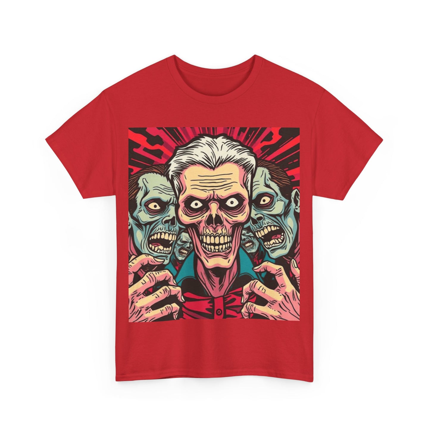UK - Spooky Skull Graphic Unisex Heavy Cotton Tee - Perfect for Halloween and Casual Wear