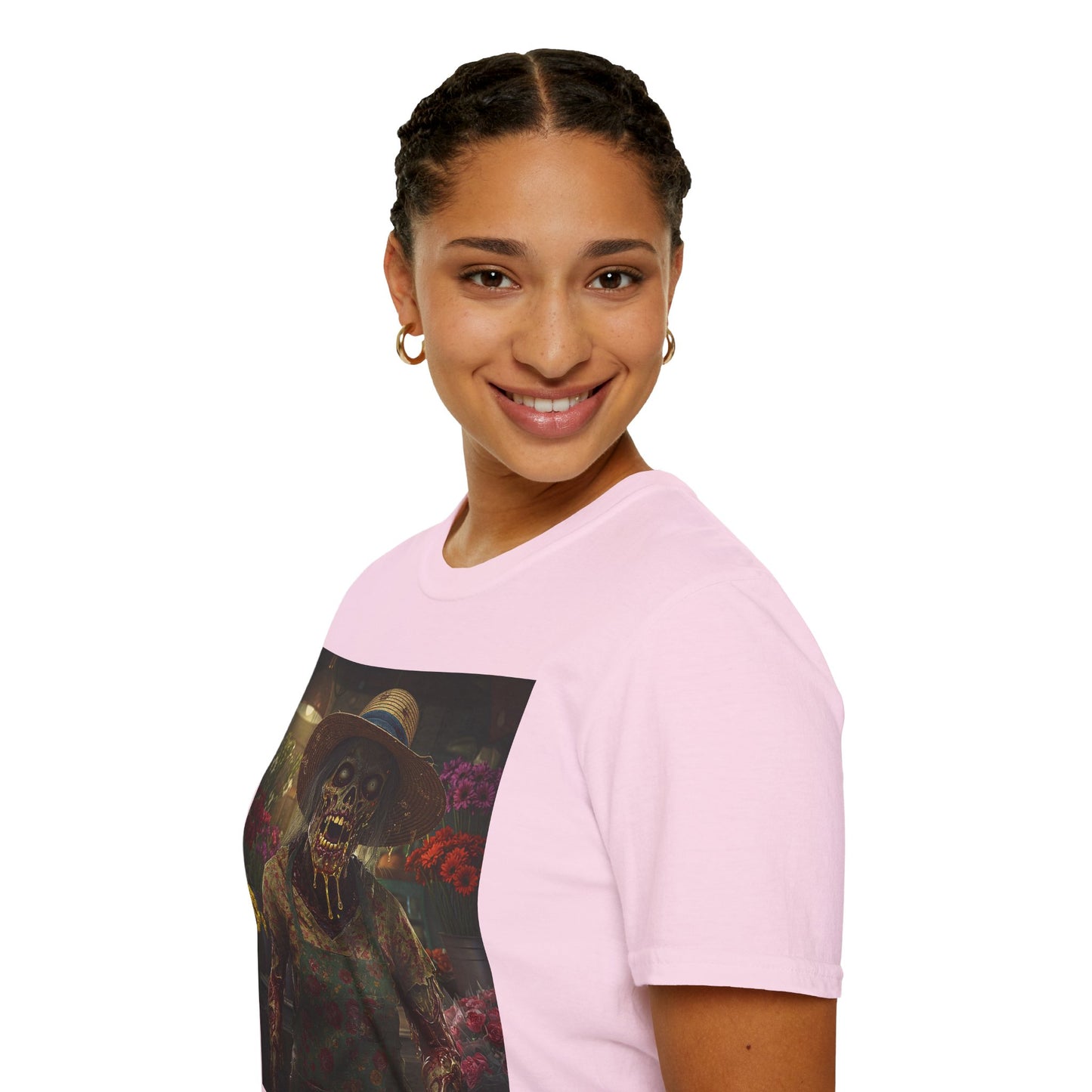Unisex Softstyle T-Shirt - Vintage Floral Skeleton Design for Halloween