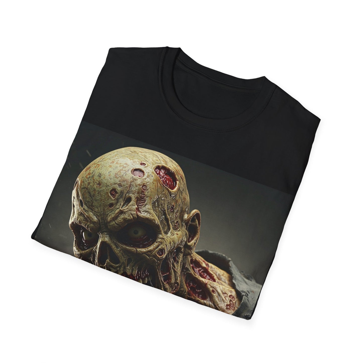 UK - Zombie Skull Unisex Softstyle T-Shirt - Spooky Halloween Tee