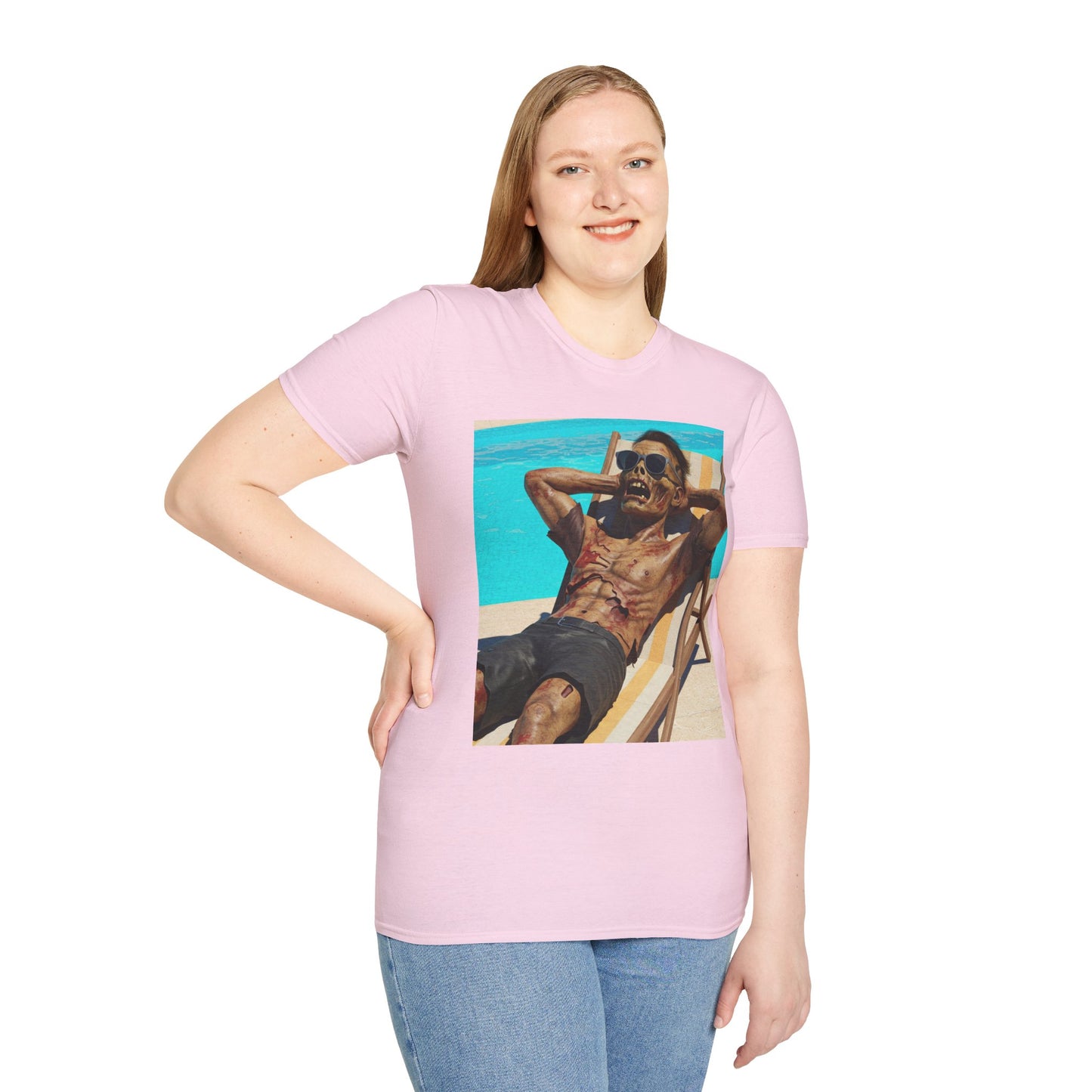 Zombie Relaxation Unisex Softstyle T-Shirt - Perfect for Halloween and Casual Outings